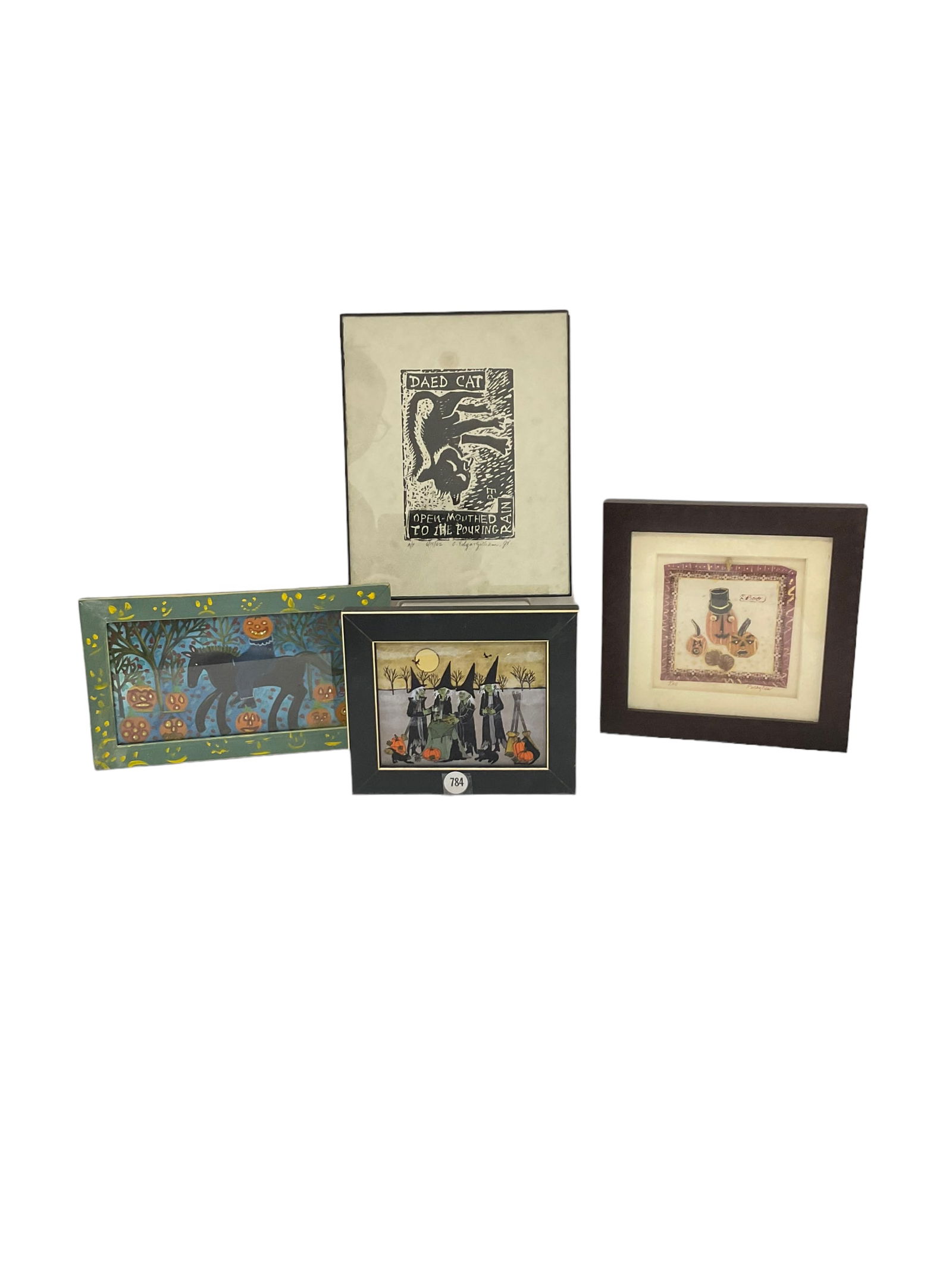 Lot of 4 Small Signed Halloween Pictures (1 of 5)