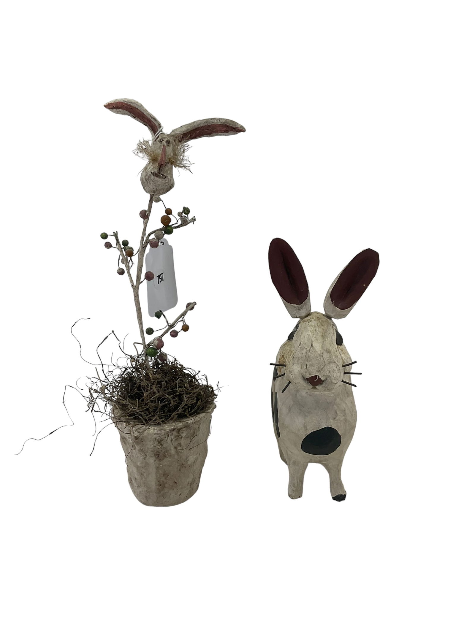 Lot of 2 Signed Folk Art Bunny Figures (1 of 7)