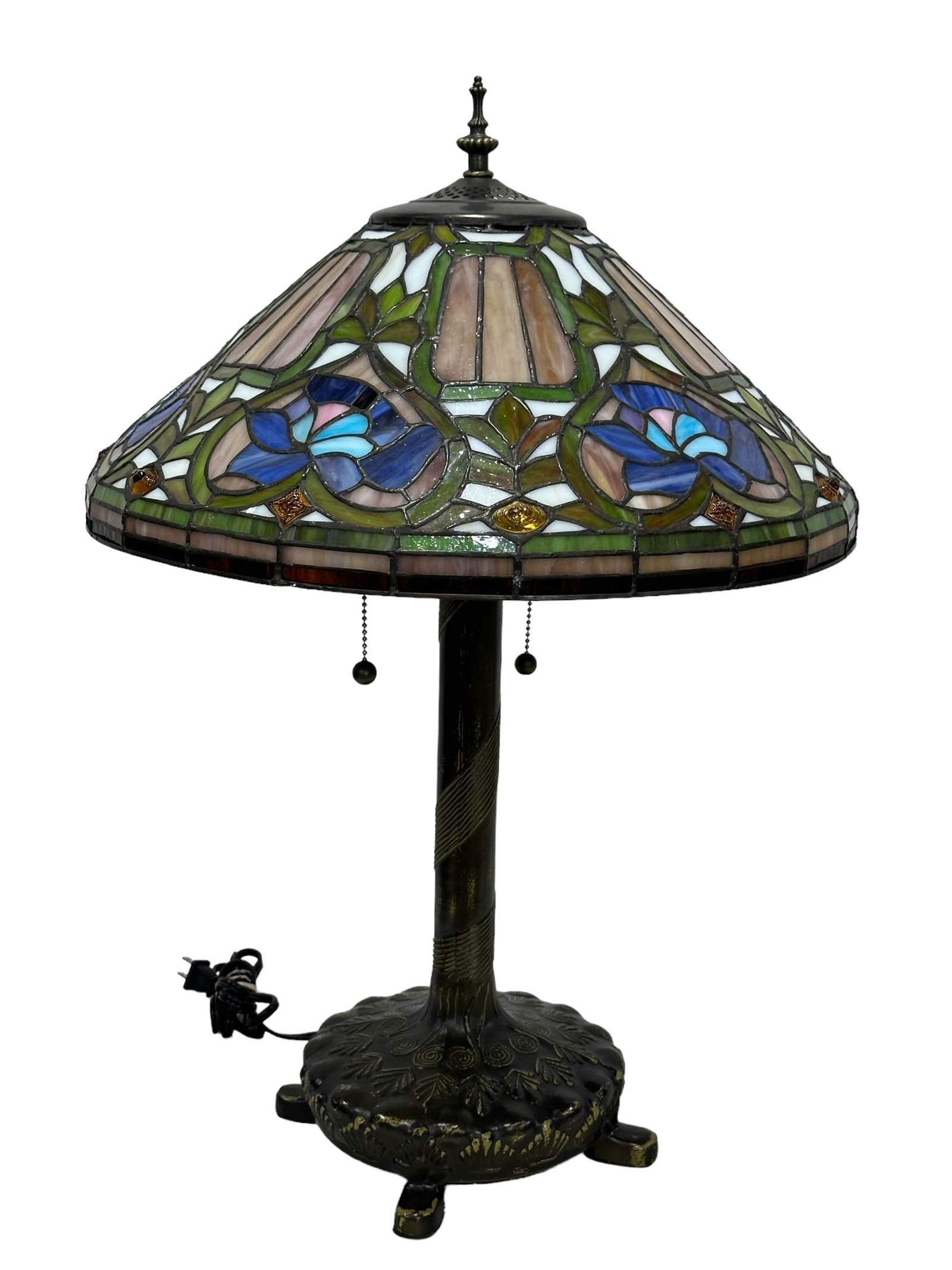 Tiffany Style Stained Glass Floral Table Lamp (1 of 5)