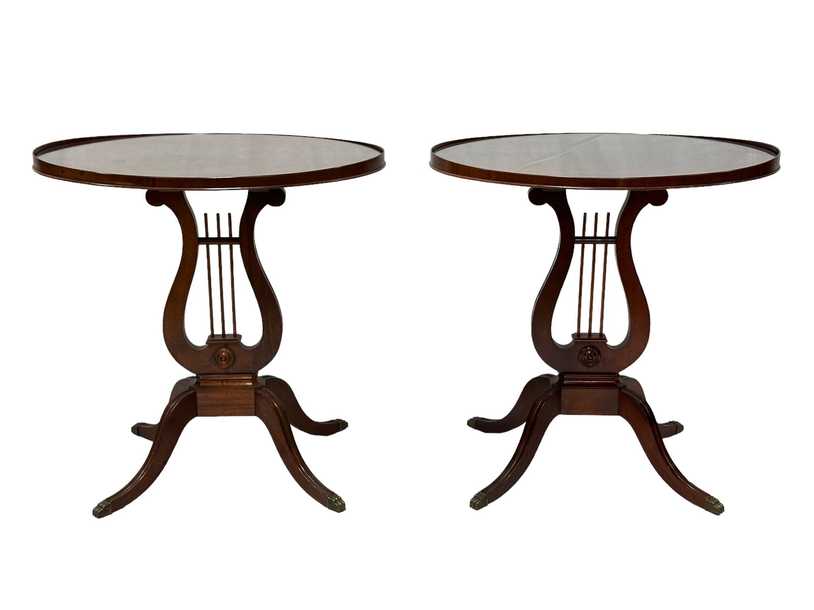Pair of Antique Oval Harp Side Tables (1 of 4)