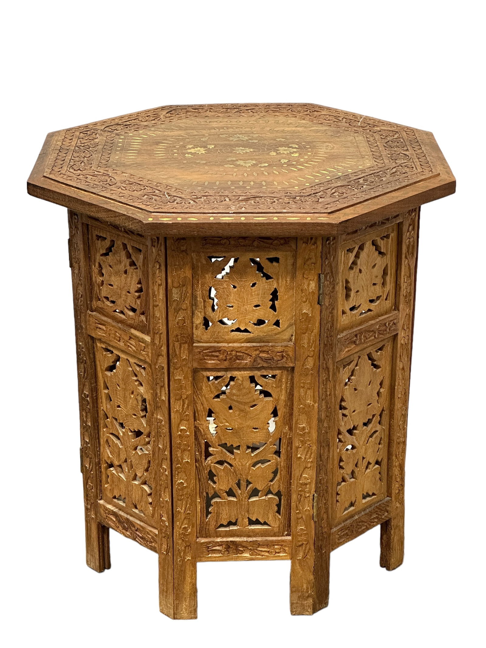 Inlaid Wood Carved Side Table (1 of 3)