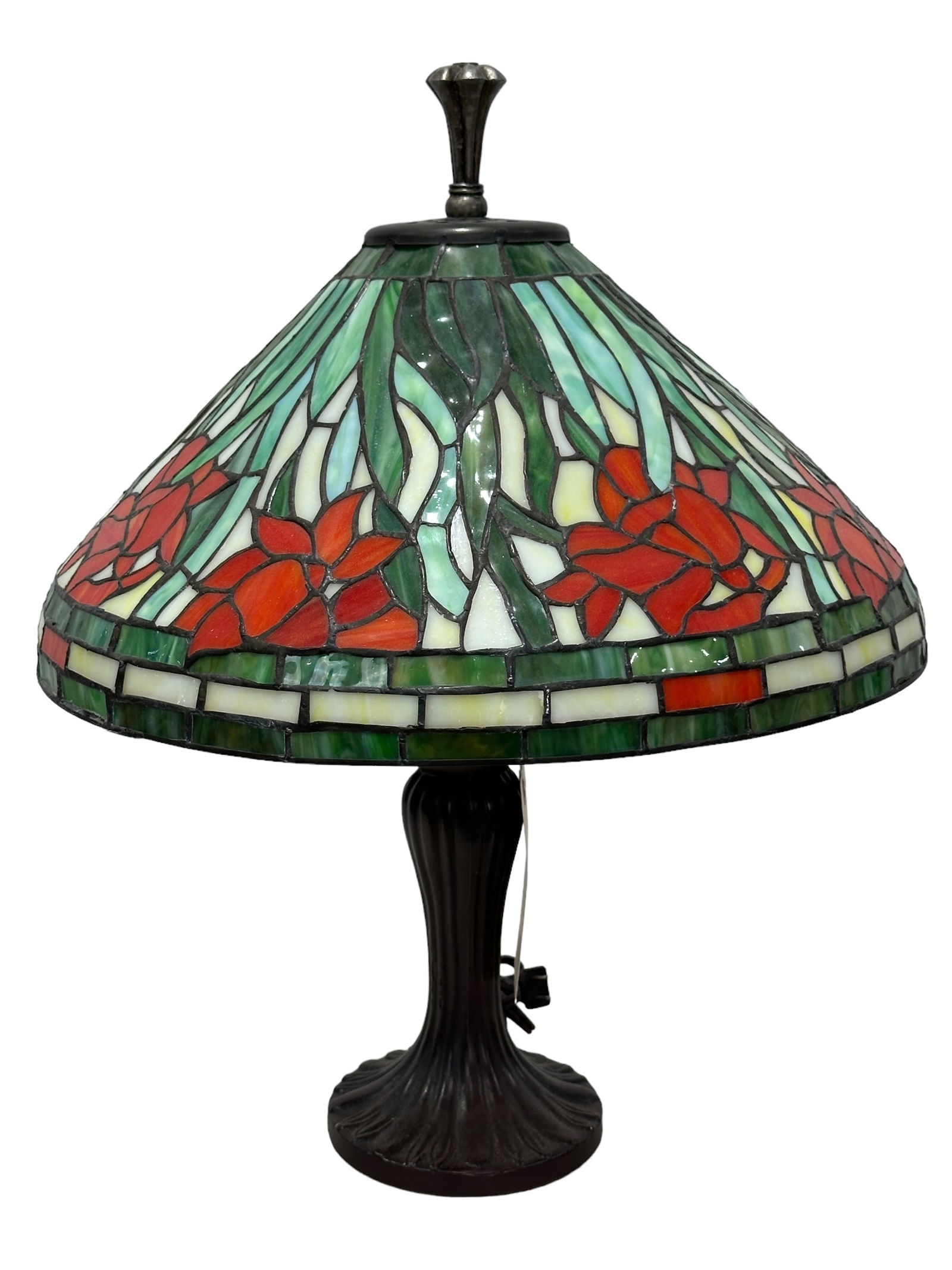 Tiffany Style Stained Glass Rose Table Lamp (1 of 6)