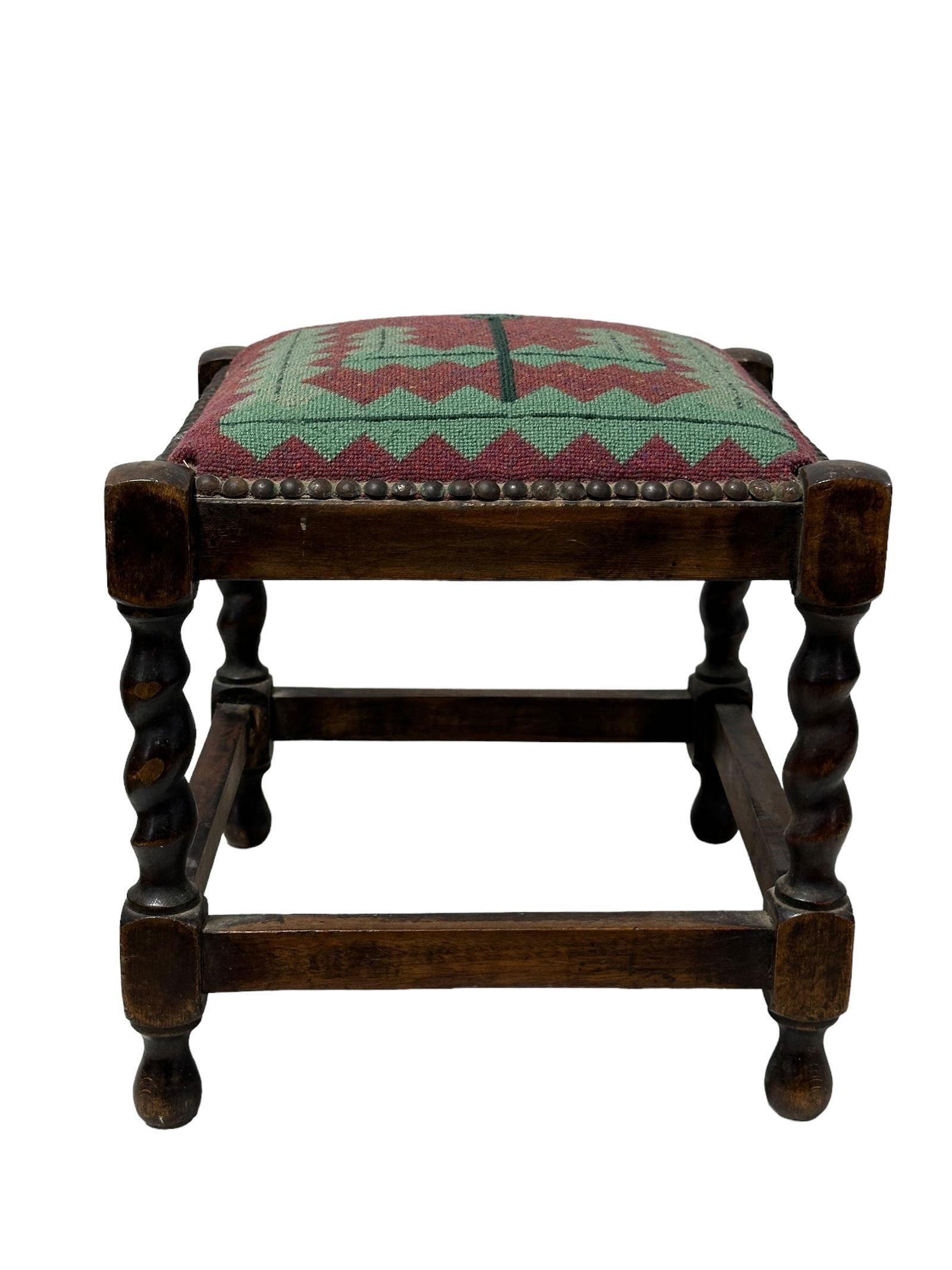 Antique Needle Point Stool w/ Barley Twist (1 of 4)