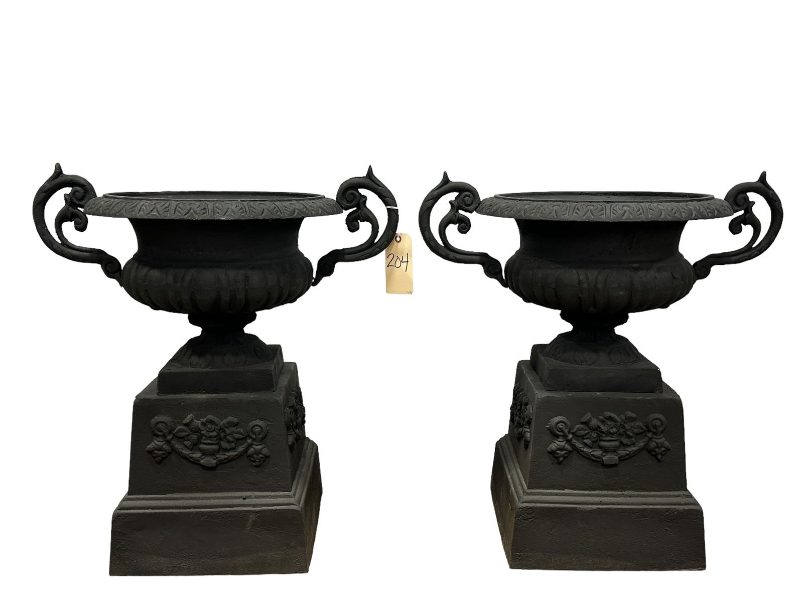 Pair of Black Cast Iron Planters (1 of 4)