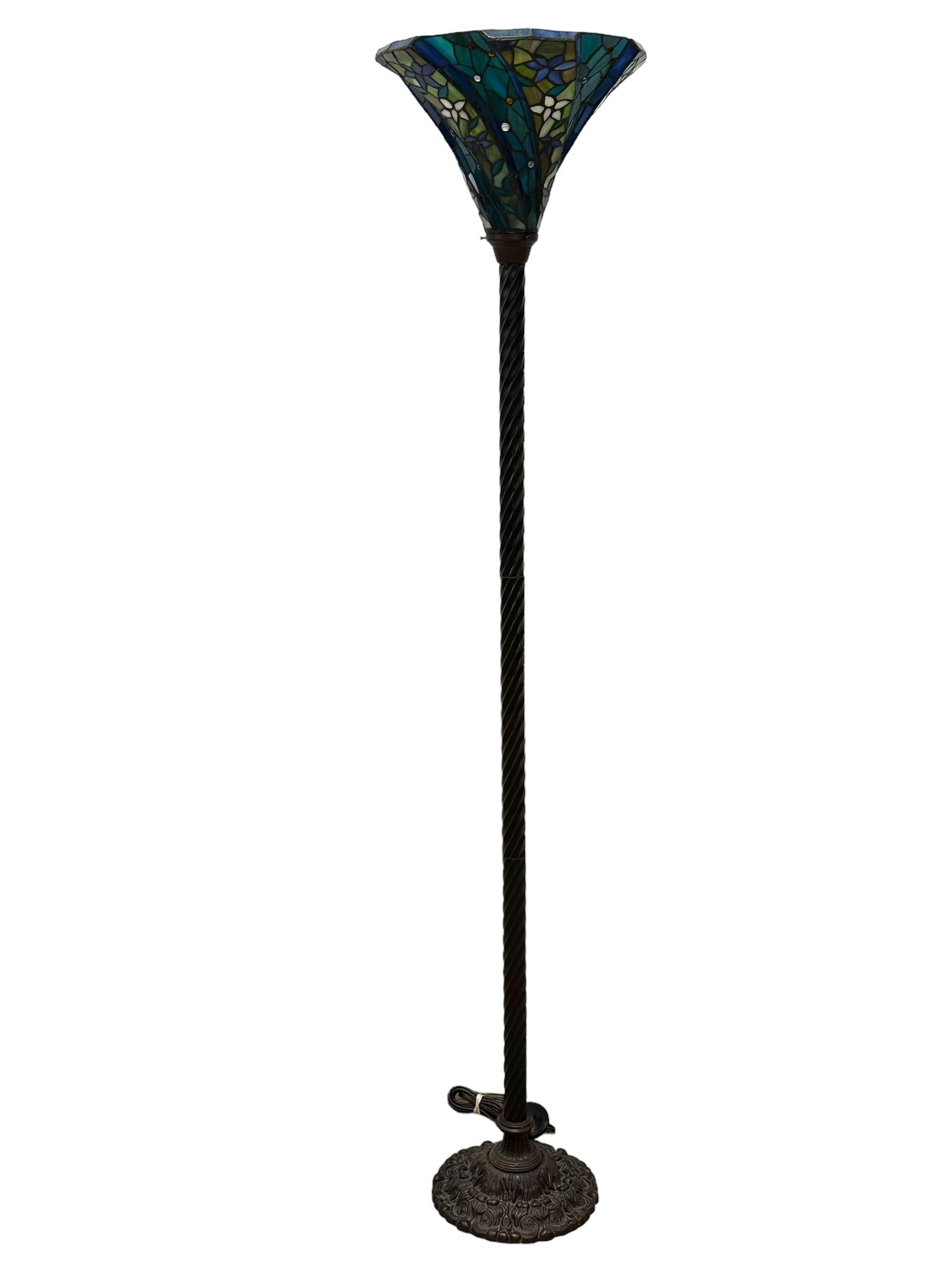 Tiffany Style Torchiere Floor Lamp w/ Jeweled Shade (1 of 4)