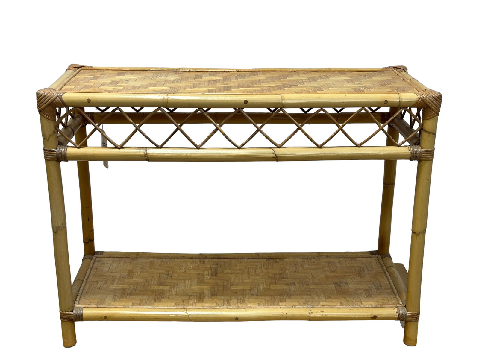 Vintage Bamboo Rattan Console Table (1 of 6)