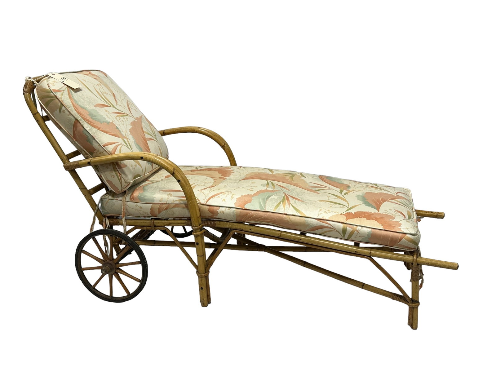 Vintage Bamboo Rattan Lounge: Vintage Bamboo Rattan Lounge. Measures 30" H x 61" W x 26" D.
