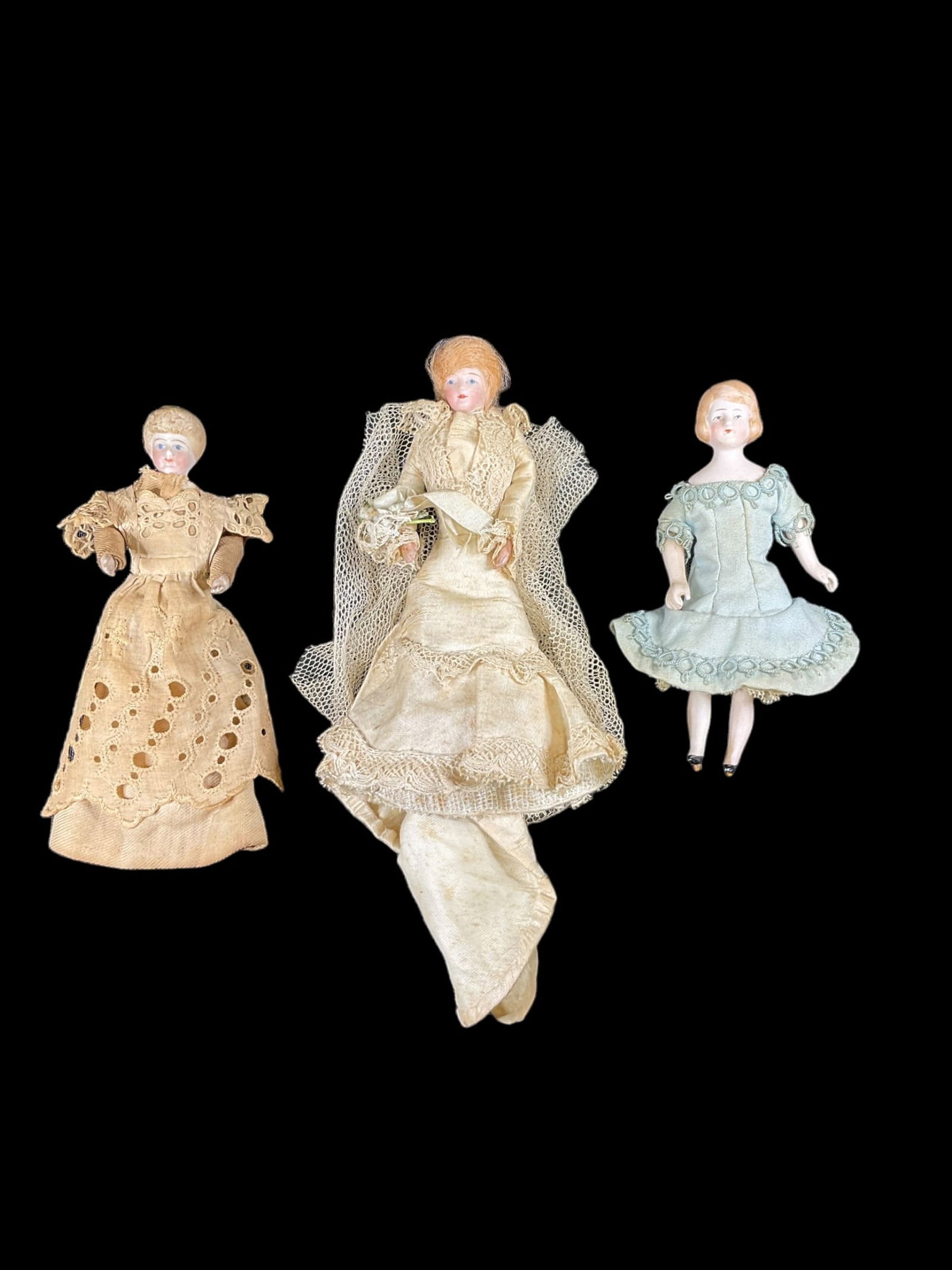 3 Small Antique Women Dollhouse Dolls (1 of 3)