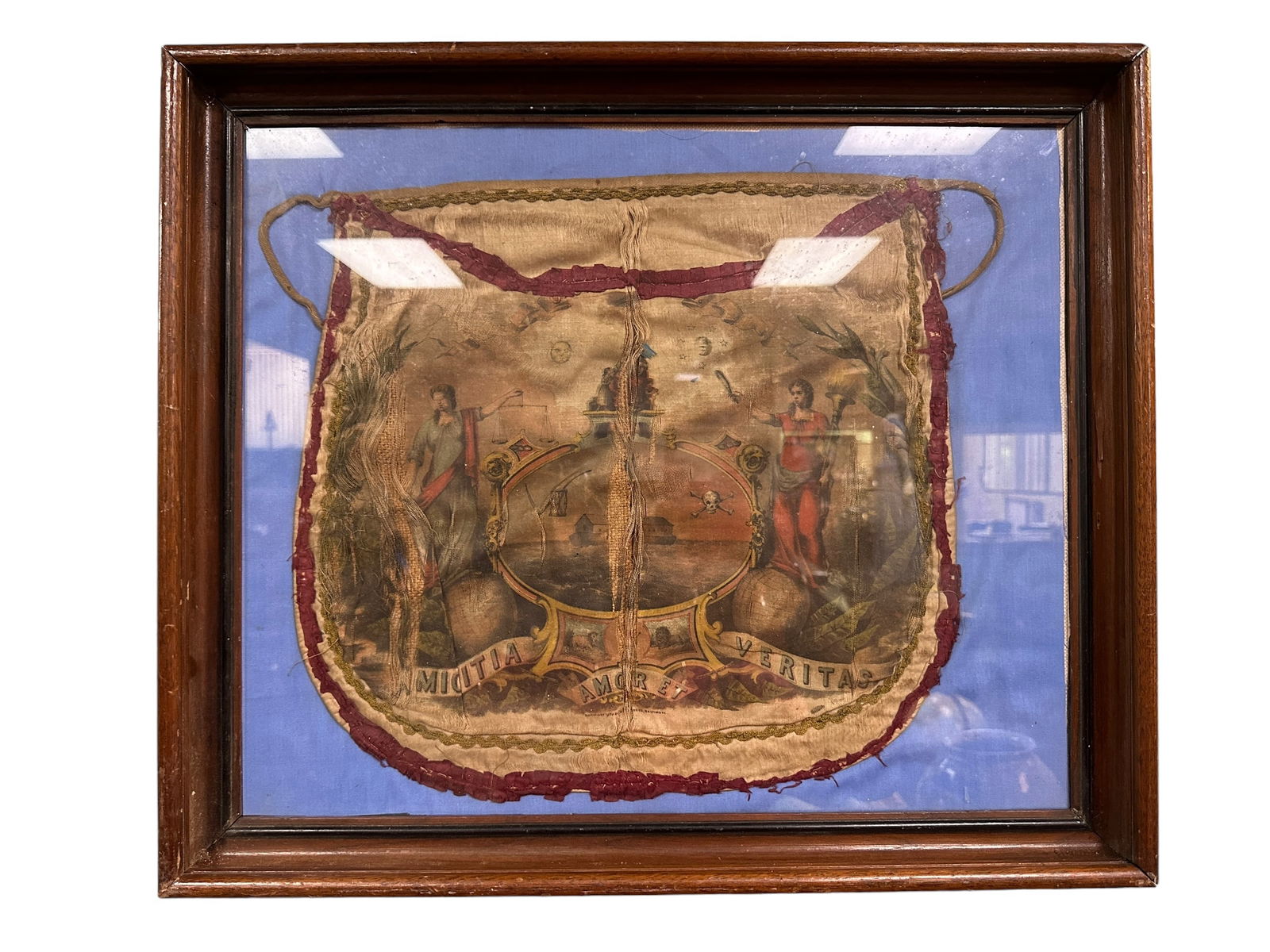 Framed Antique "Amicitia Amor ET Veritas" Oddfellows Apron (1 of 5)