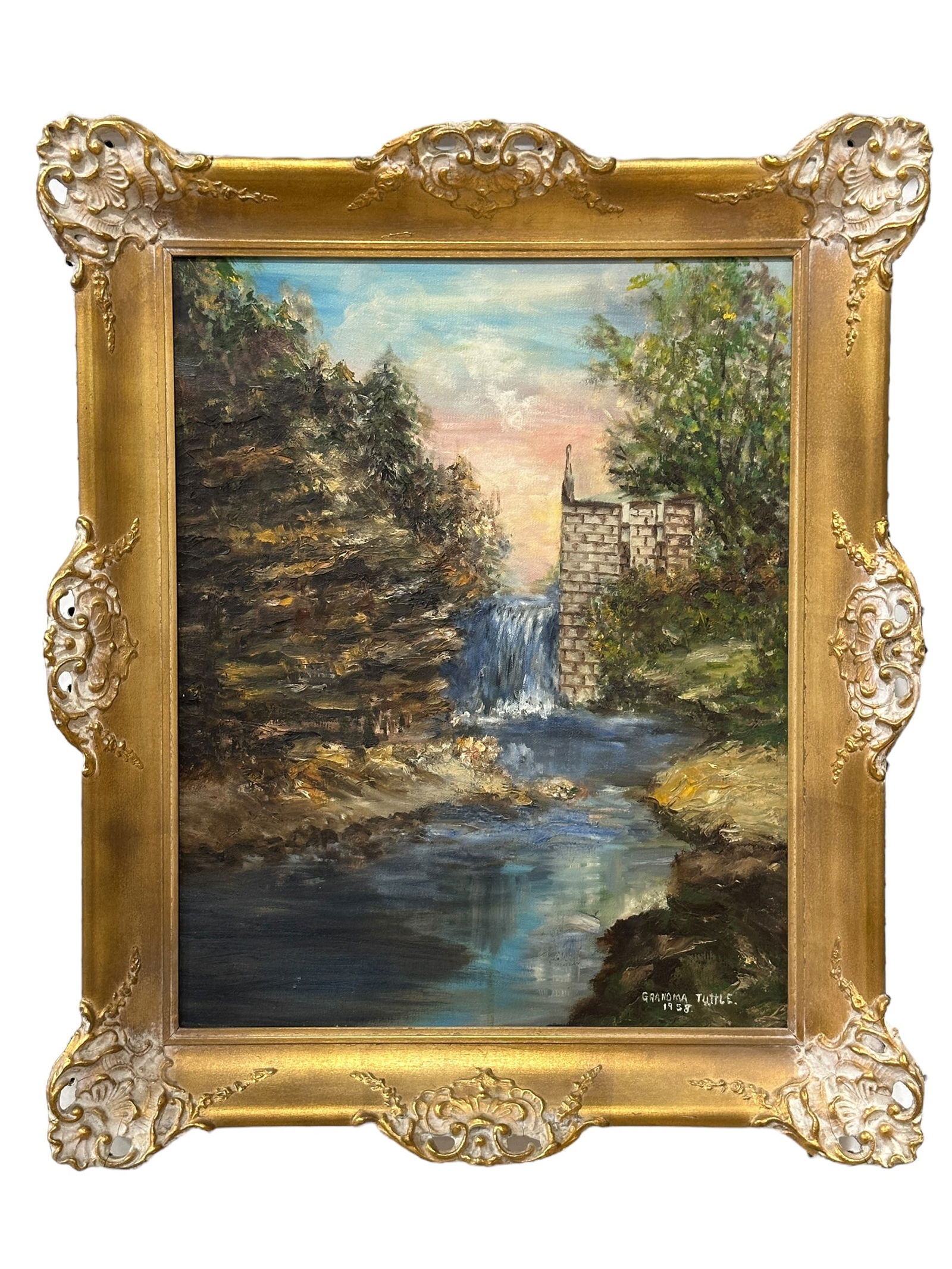 Oil on Canvas Waterfall River Scene (1 of 6)