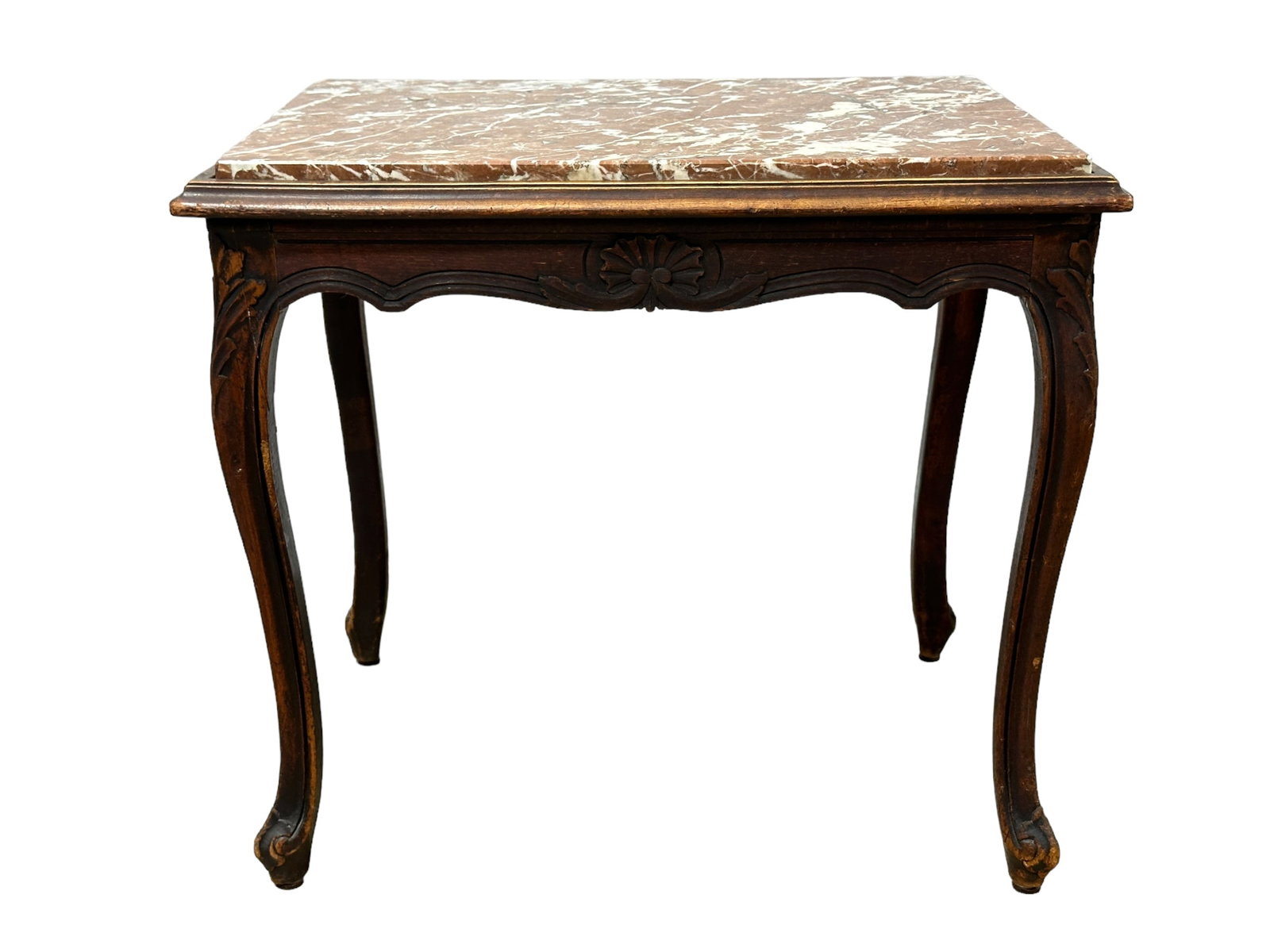 Antique Marble Top Side Table: Antique Marble Top Side Table. Measures 21" H x 17.5" W x 23.5" D.