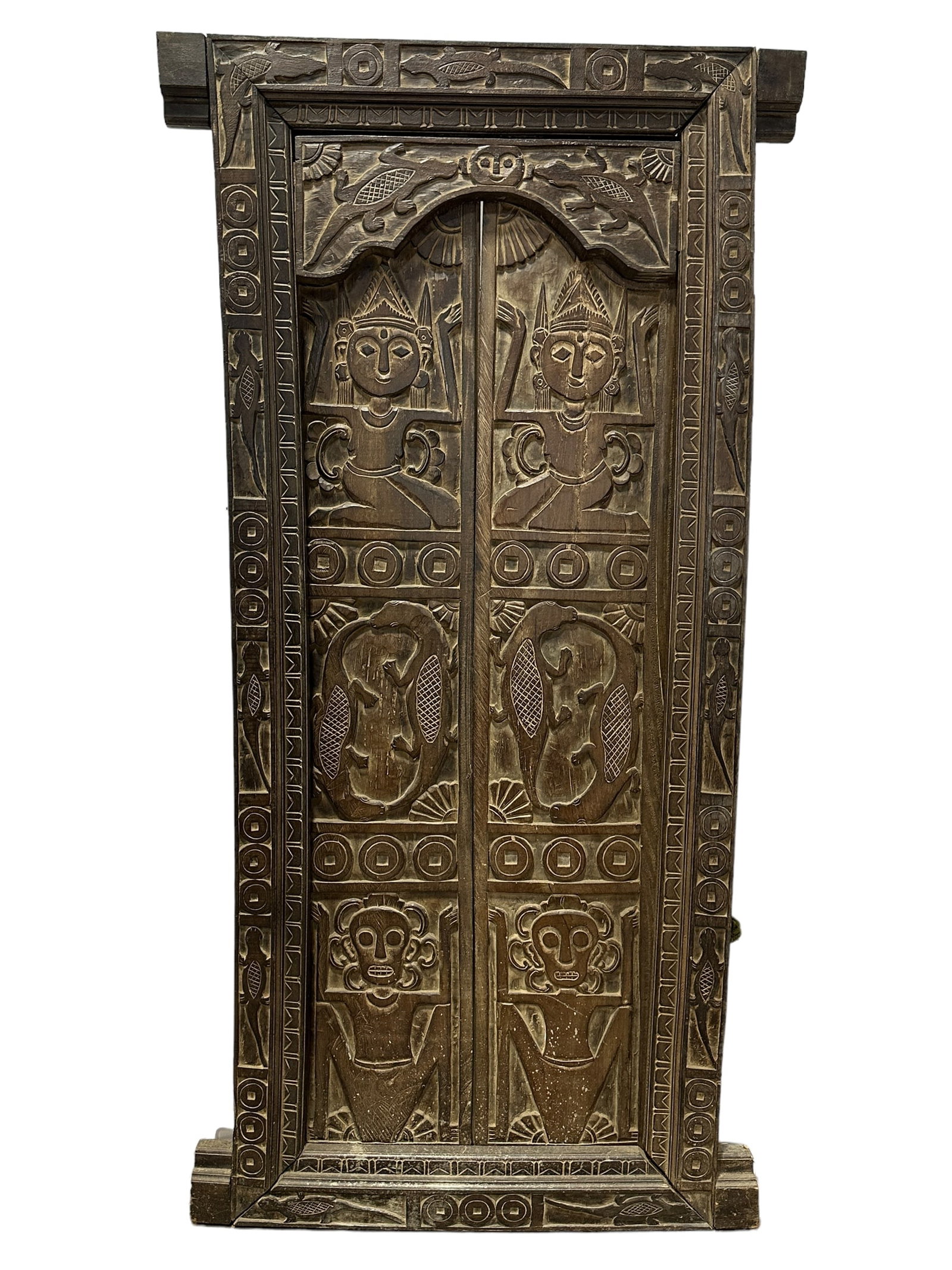 Antique Bali Wood Carved Window: Antique Bali Wood Carved Window. Measures 79" x 39.5".