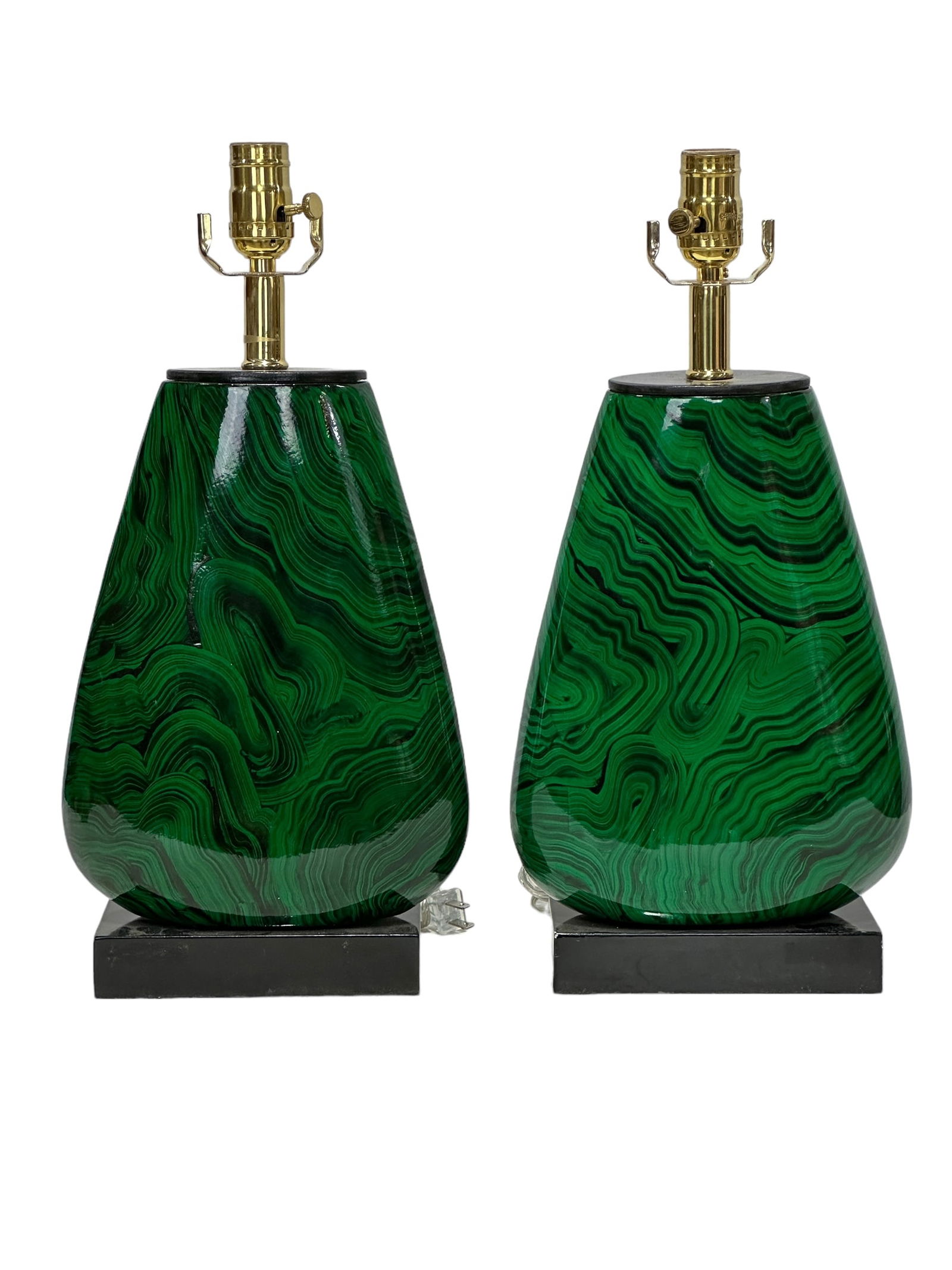 Pair of John Richards Art Deco Faux Malachite Lamps (1 of 5)