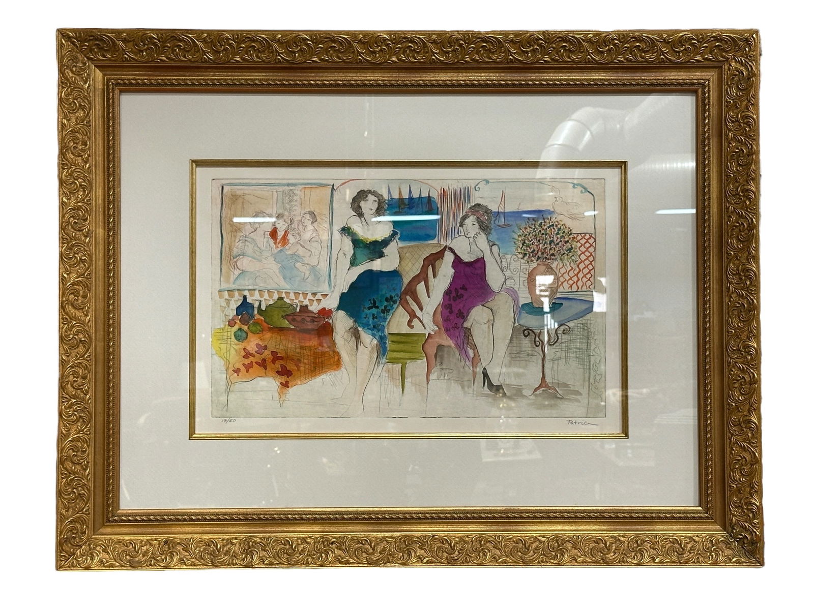 Signed Sketch/Watercolor Framed Artwork by "Patrica" (1 of 5)