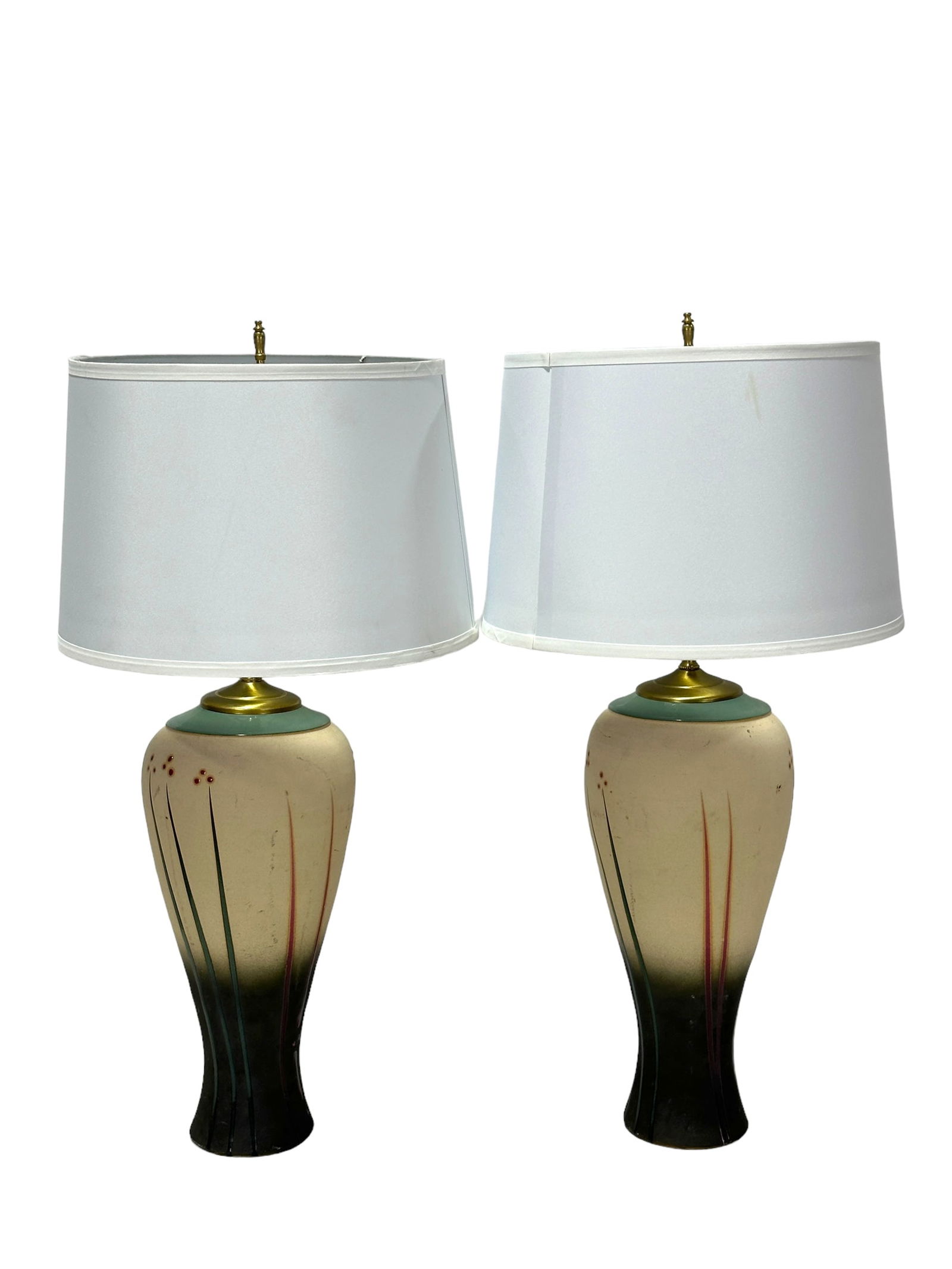 Pair of Micheal Cho Pottery Vase Lamps (1 of 4)