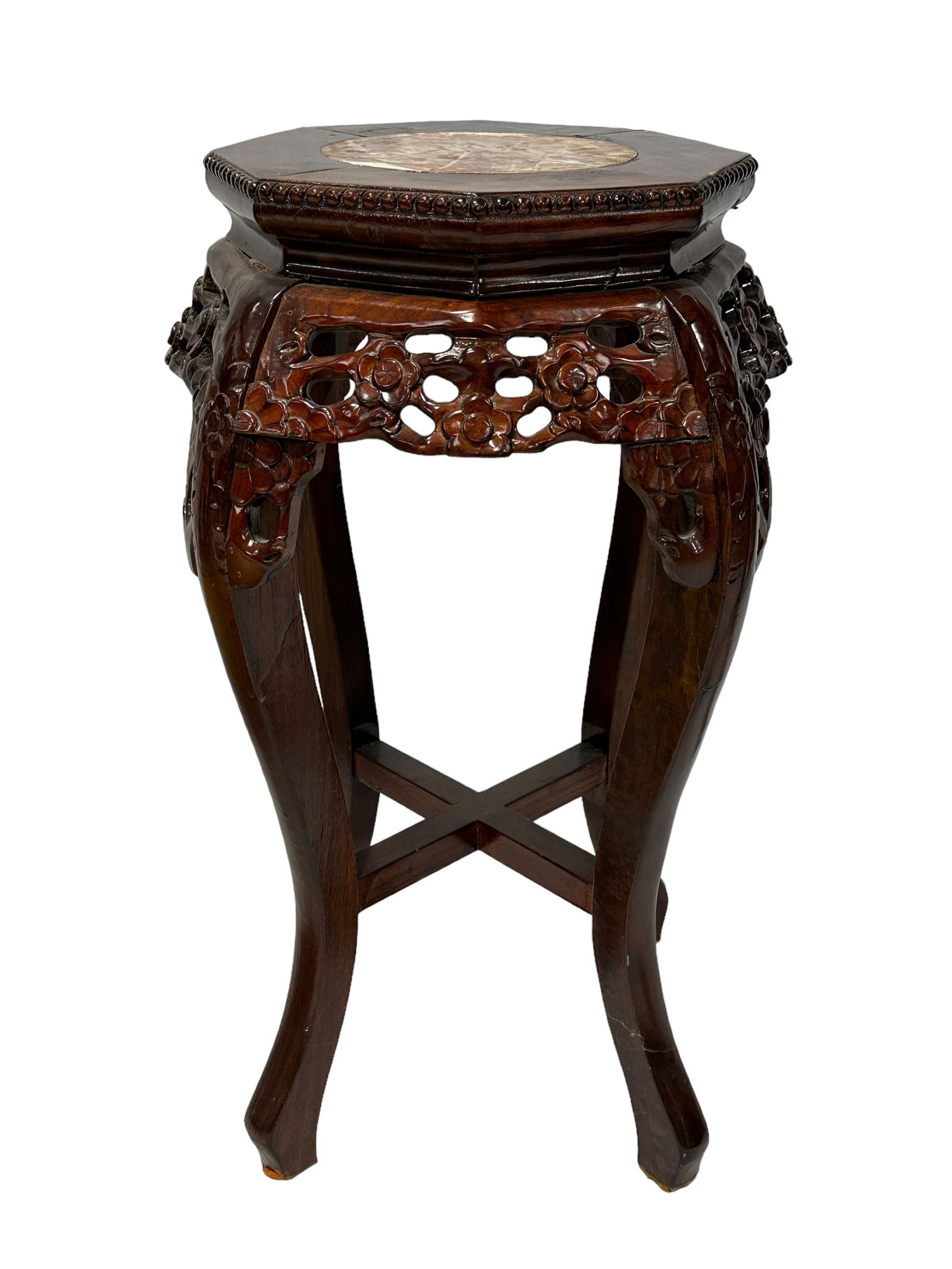 Asian Marble Top Wood Carved Stand (1 of 4)