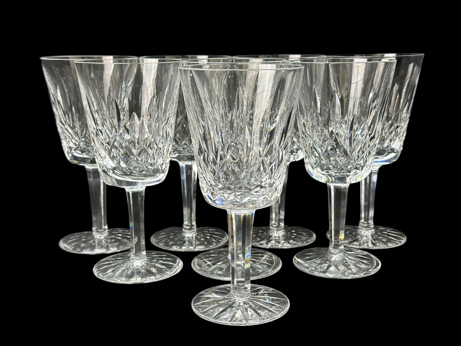 Set of 8 Waterford Crystal Lismore Goblets: Set of 8 Waterford Crystal Lismore Goblets. Measures approx. 7" Tall.