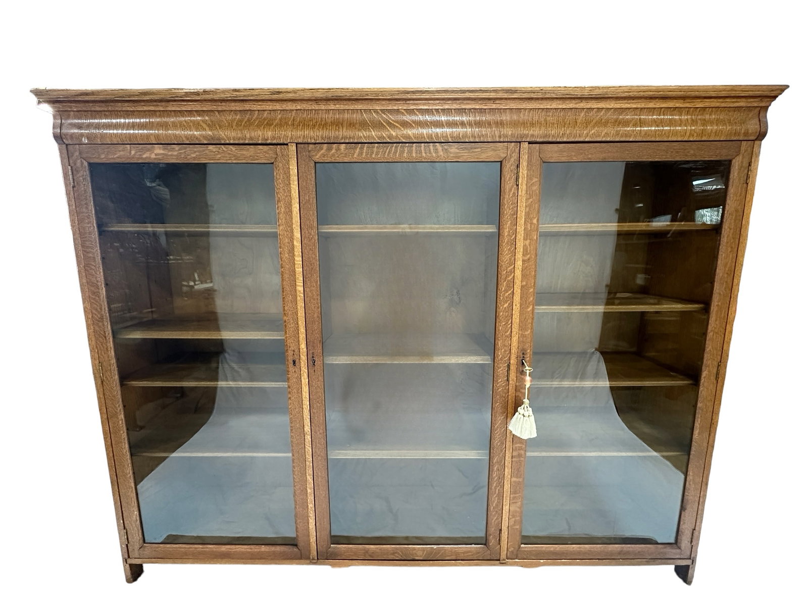 Antique 3 Door Oak Bookcase (1 of 4)