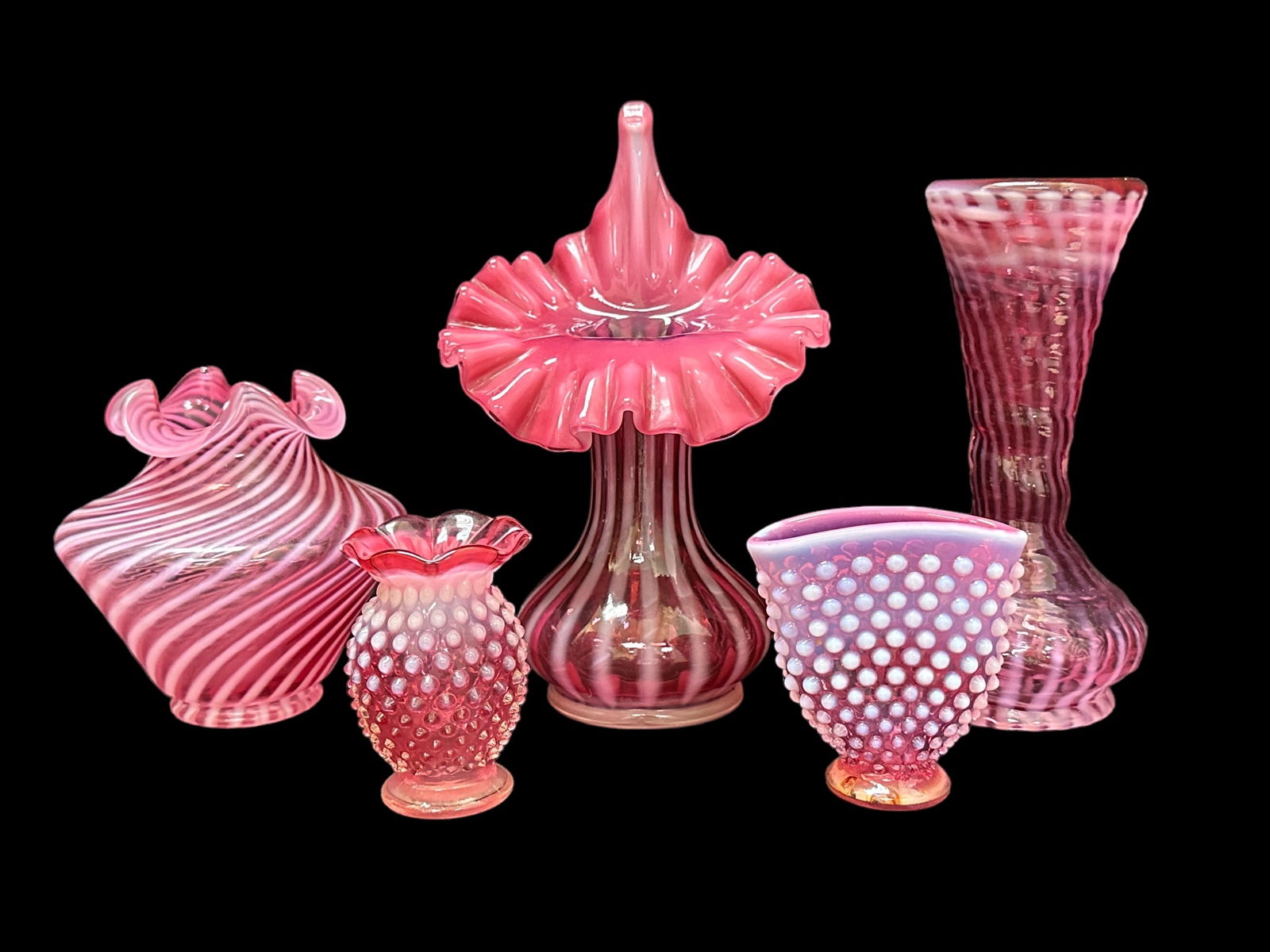 5- Fenton Cranberry & Opalescent Vases (1 of 11)