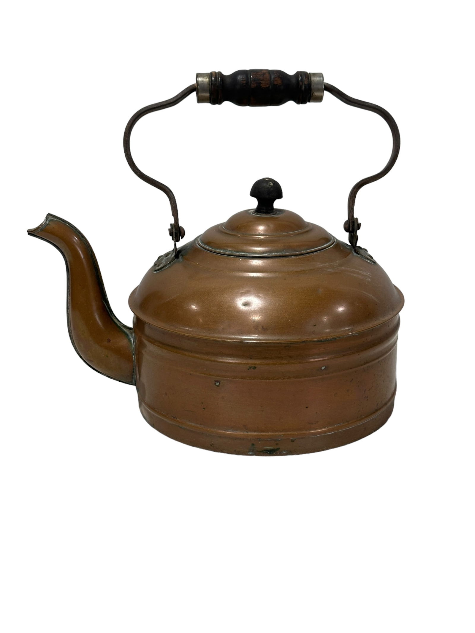 Antique Rome Copper Kettle: Antique Rome Copper Kettle. Measures 12" H x 13" W x 9" D & is marked "ROME" on handle base.