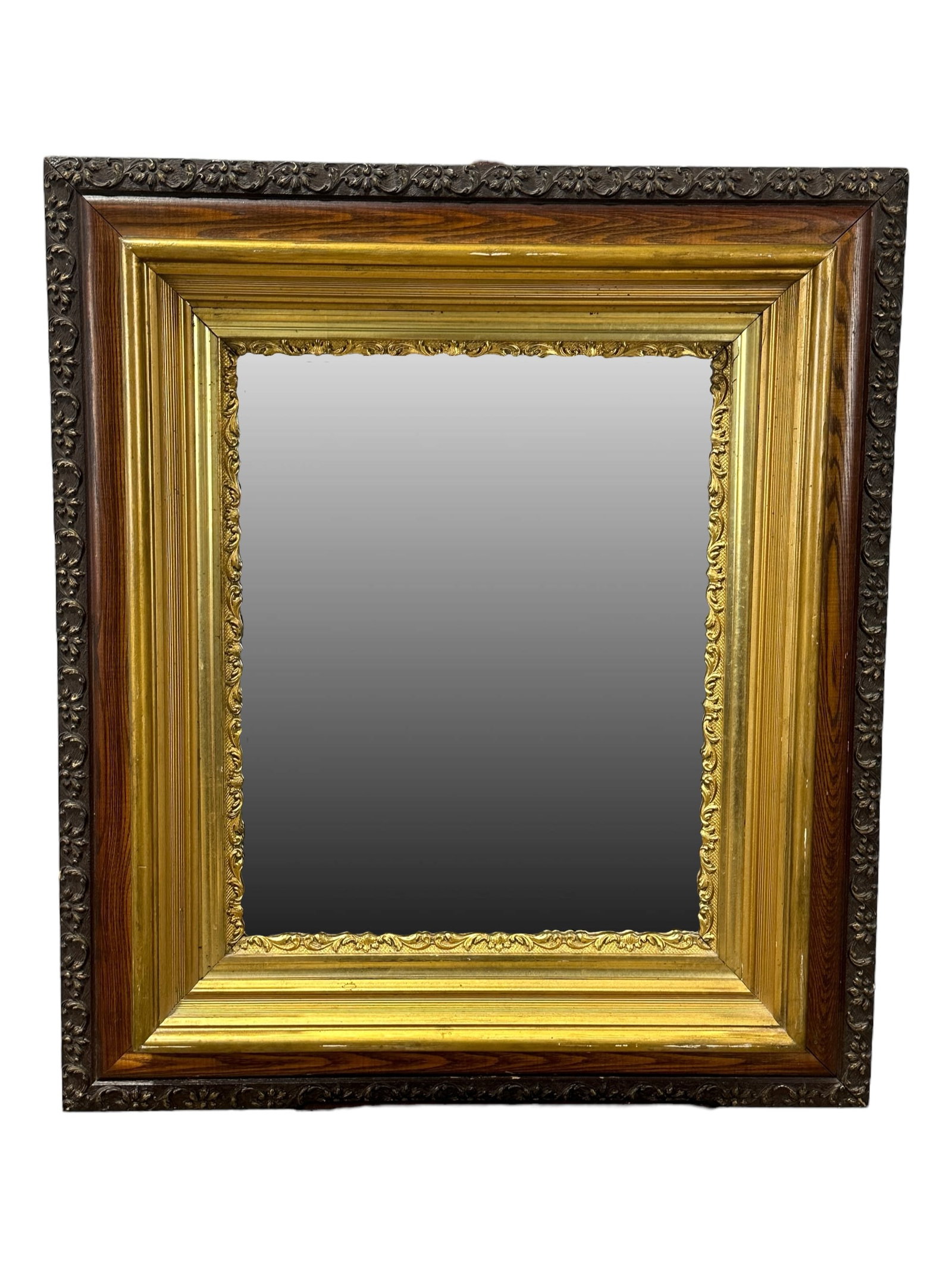 Antique Double Framed Mirror: Antique Double Framed Mirror. Measures 31" x 27".