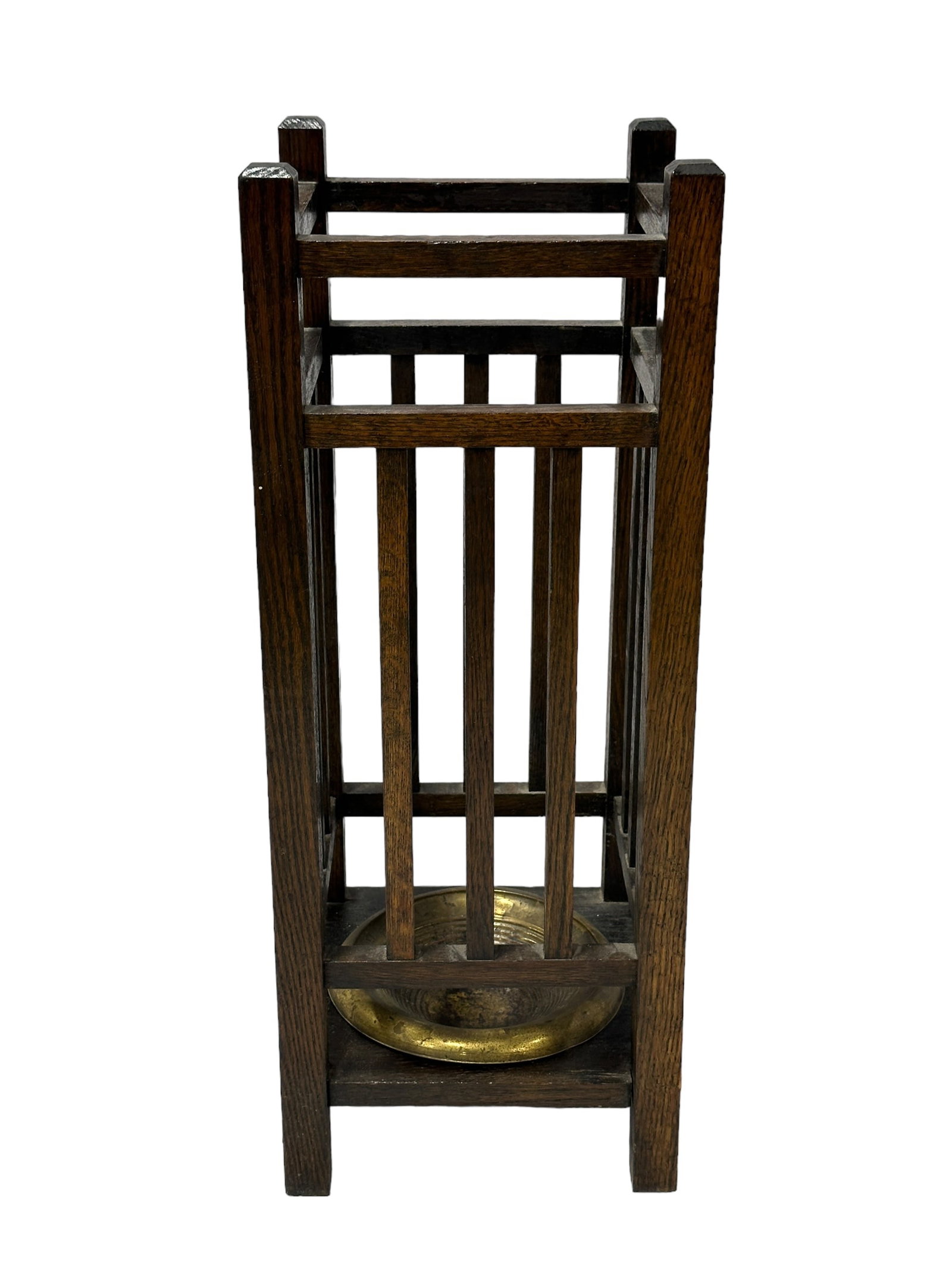 Mission Oak Umbrella Stand: Mission Oak Umbrella Stand. Measures 28" H x 11" W x 11" D.