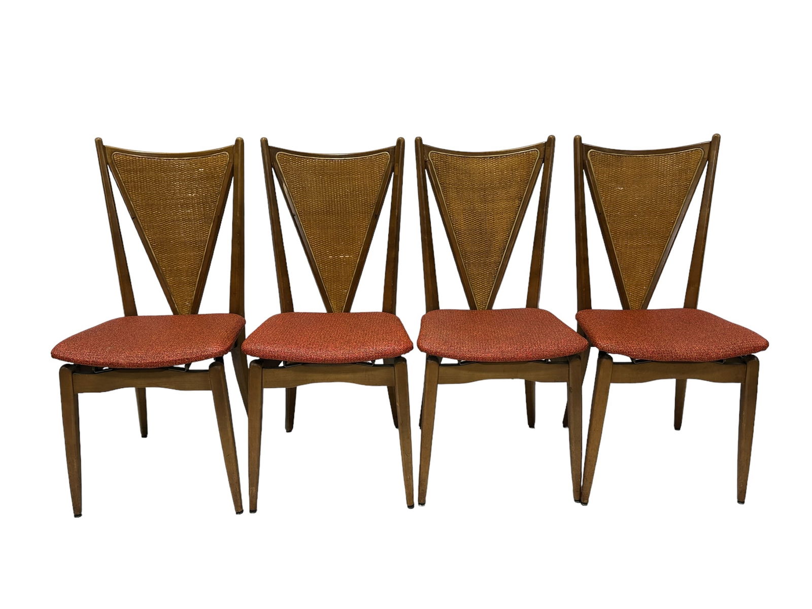 4 MCM Stackmore Chairs: 4 MCM Stackmore Chairs. Measures 36" H x 17" W x 16" D & is marked "Stackmore" under seat. Chairs are foldable.