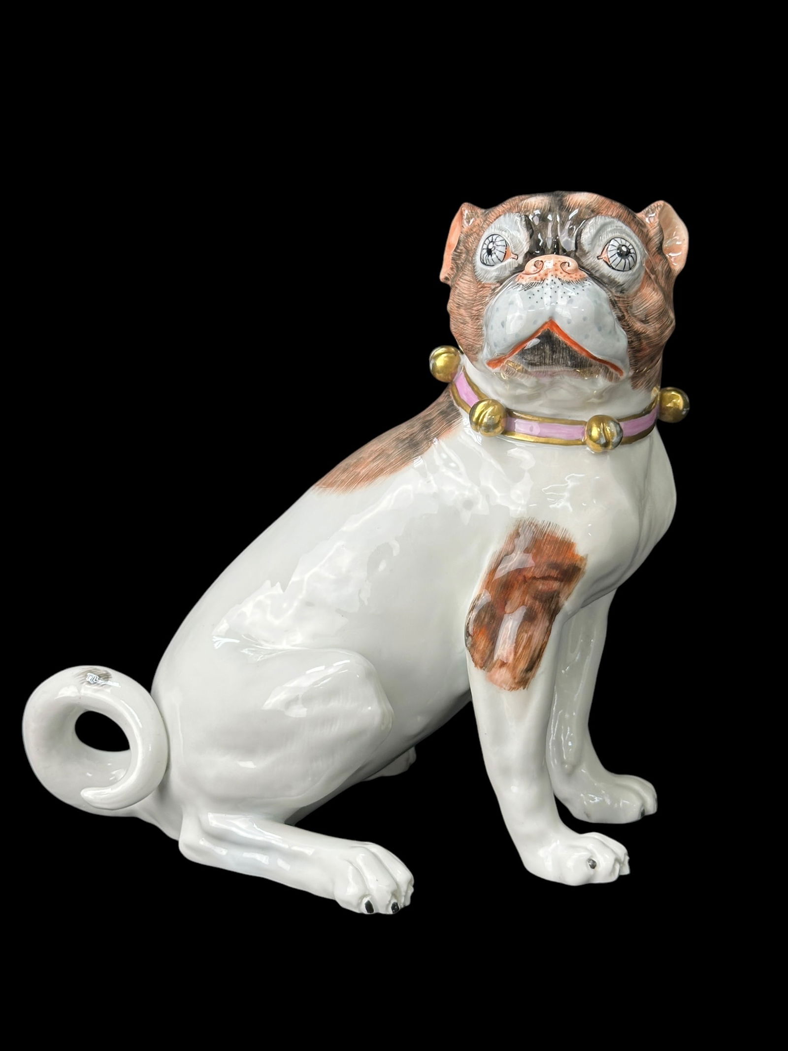Late 19th C. Dresden Sitzendorf Pug Dog Figurine (1 of 9)