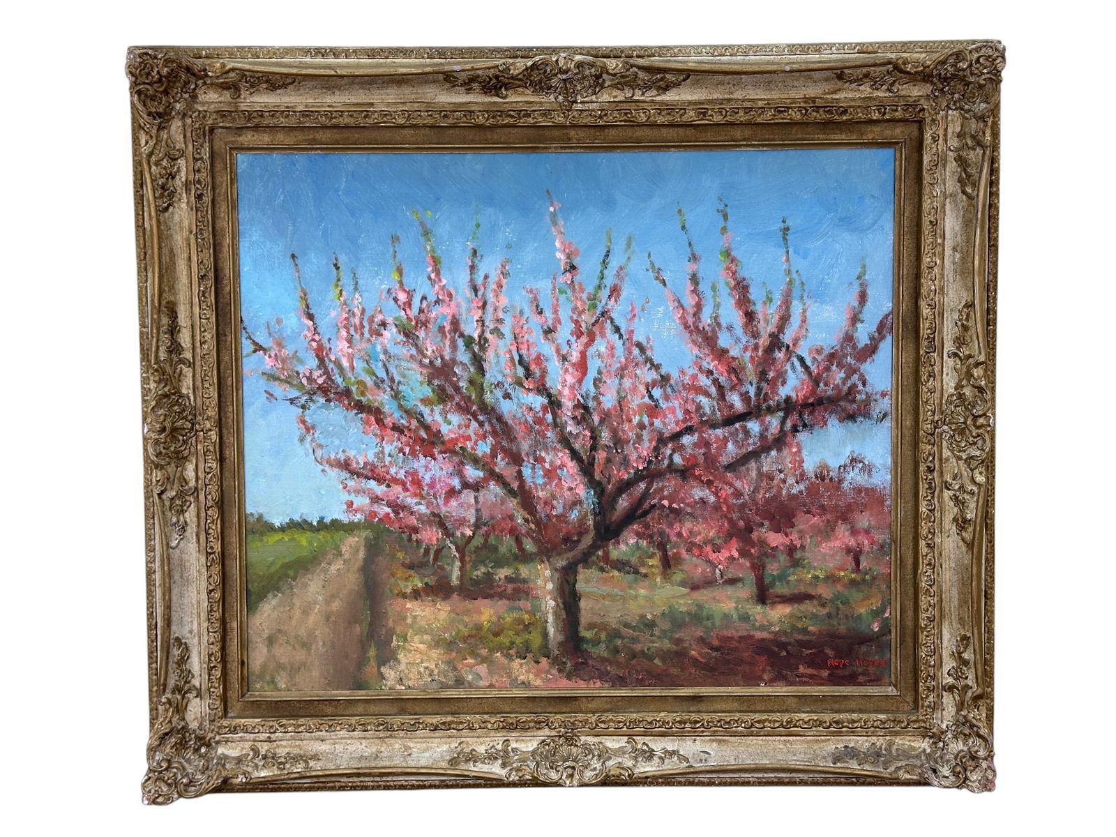 Signed Hope Hayes "Cherry Blossom Tree" Oil on Canvas Painting (1 of 8)