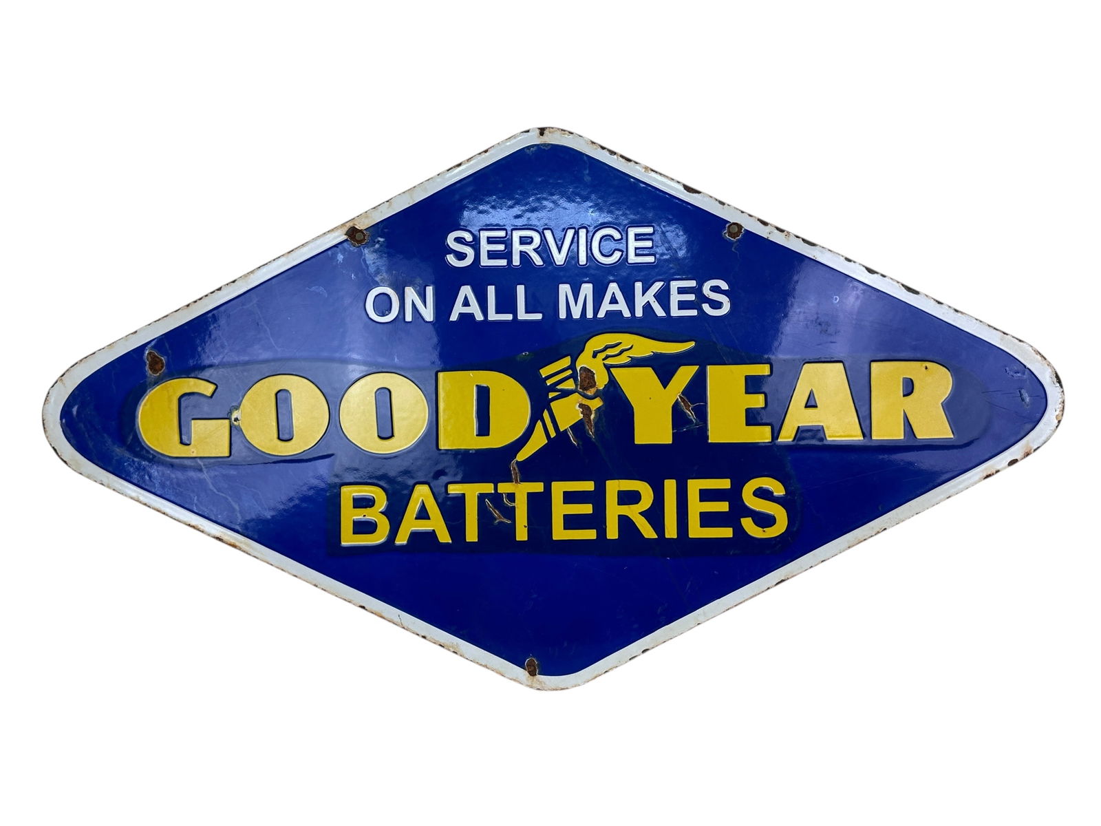 Porcelain 2-Sided Good Year Batteries Sign (1 of 12)