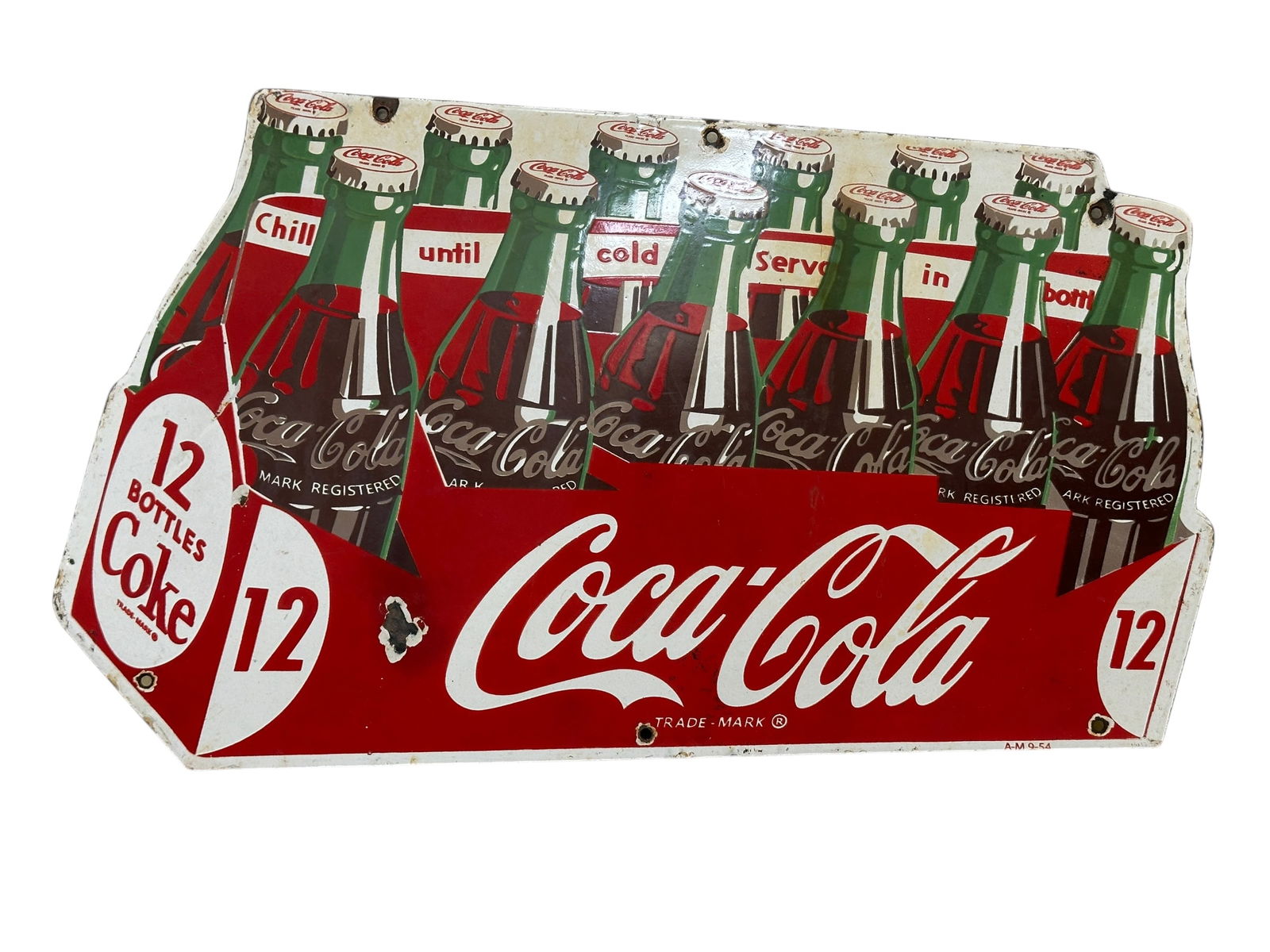 VERY RARE 1954 Porcelain Coca-Cola 12 Pack Sign (1 of 10)