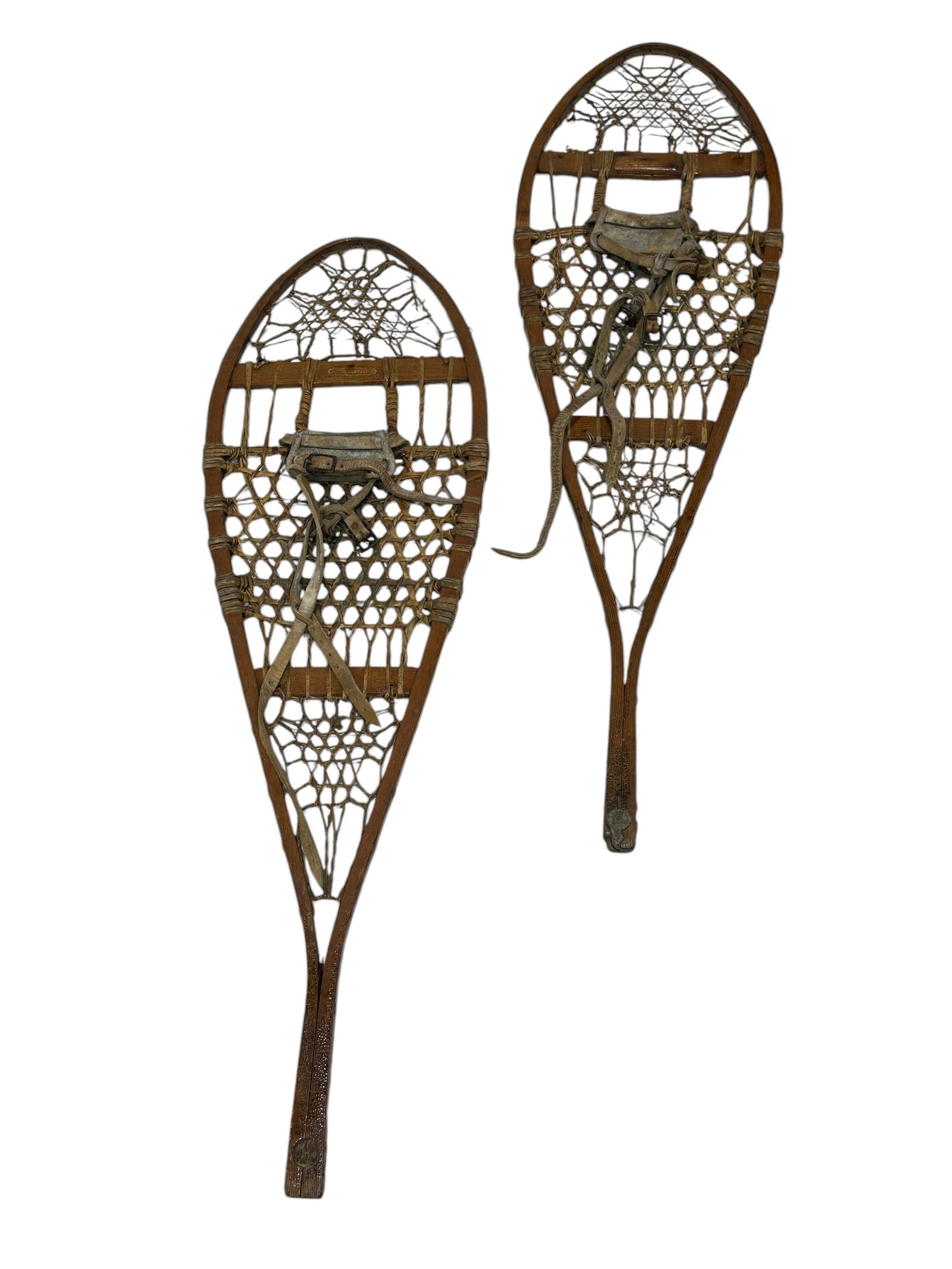 Pair of Vintage Penobscot Special Snow Shoes: Pair of Vintage Penobscot Special Snow Shoes. Measures 46.25" x 13.5." The Penobscot label is only on one snow shoe & is fading.