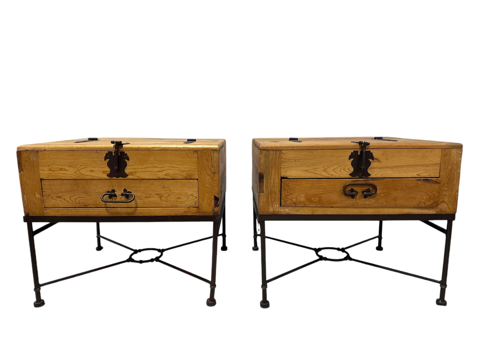 Pair of Rustic Pine Side Tables (1 of 4)