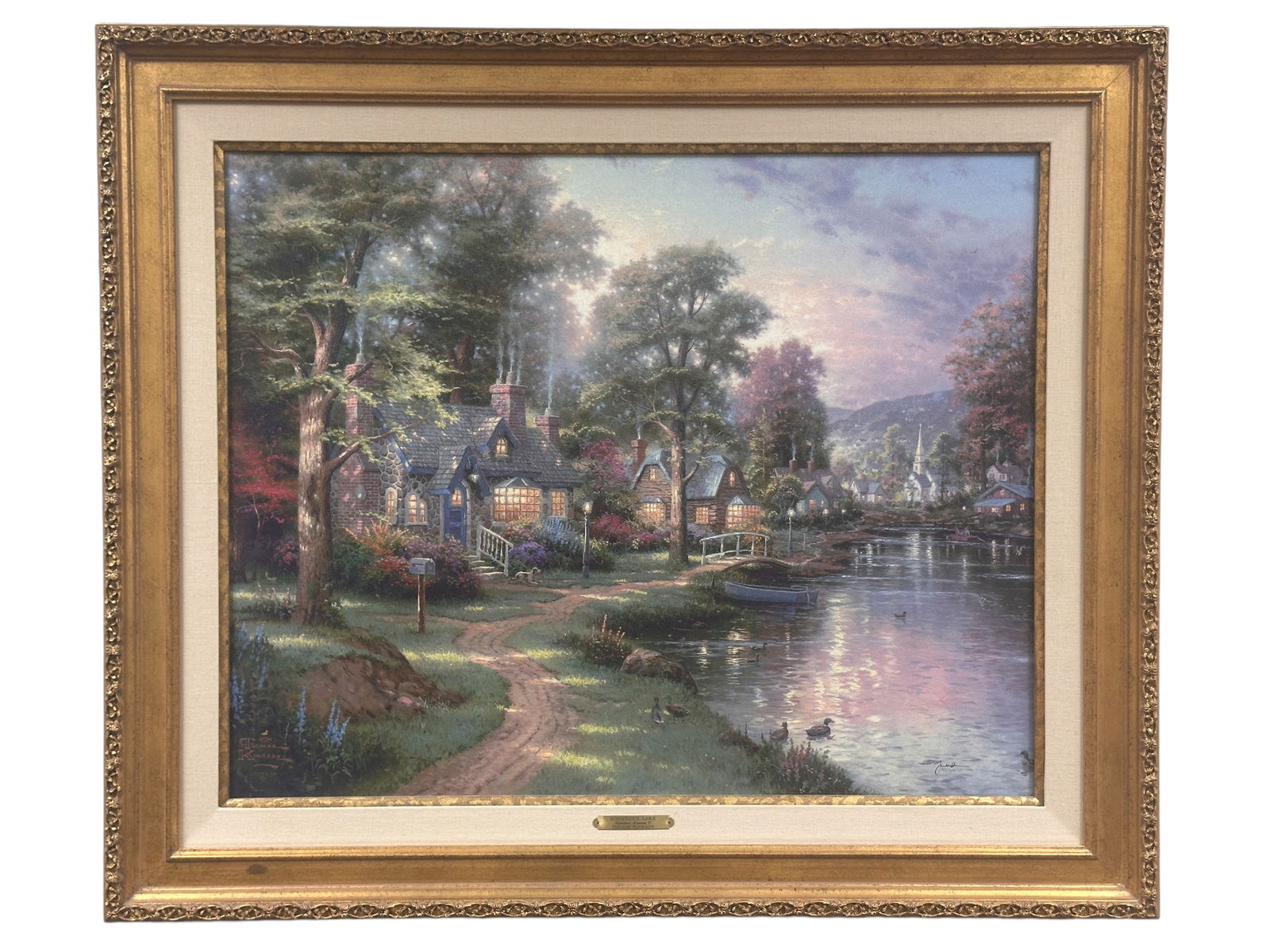 Thomas Kinkade "Hometown Lake" Art on Canvas (1 of 9)