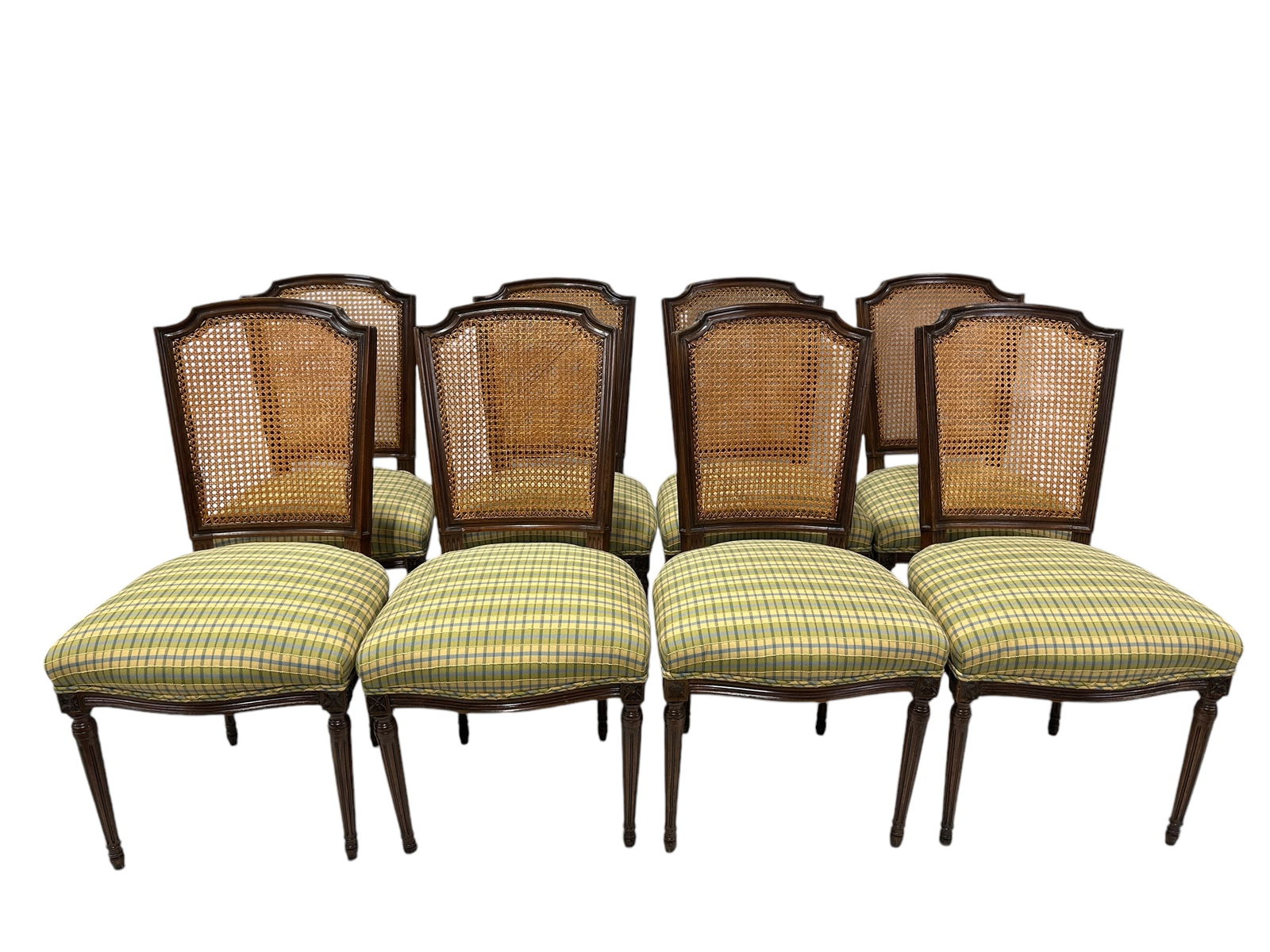 Set of 8 Antique Dining Chairs w/ Caned Back (1 of 6)