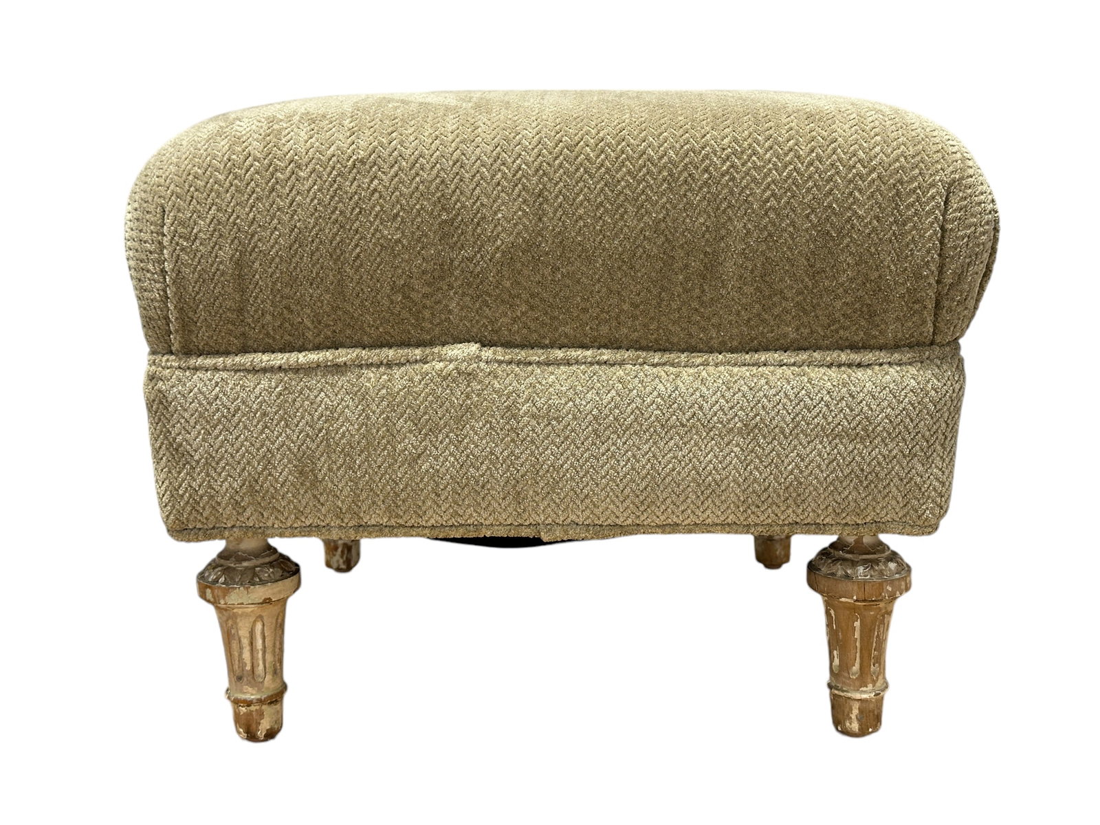 Upholstered Ottoman: Upholstered Ottoman. Measures 16" H x 19" W x 19" D.