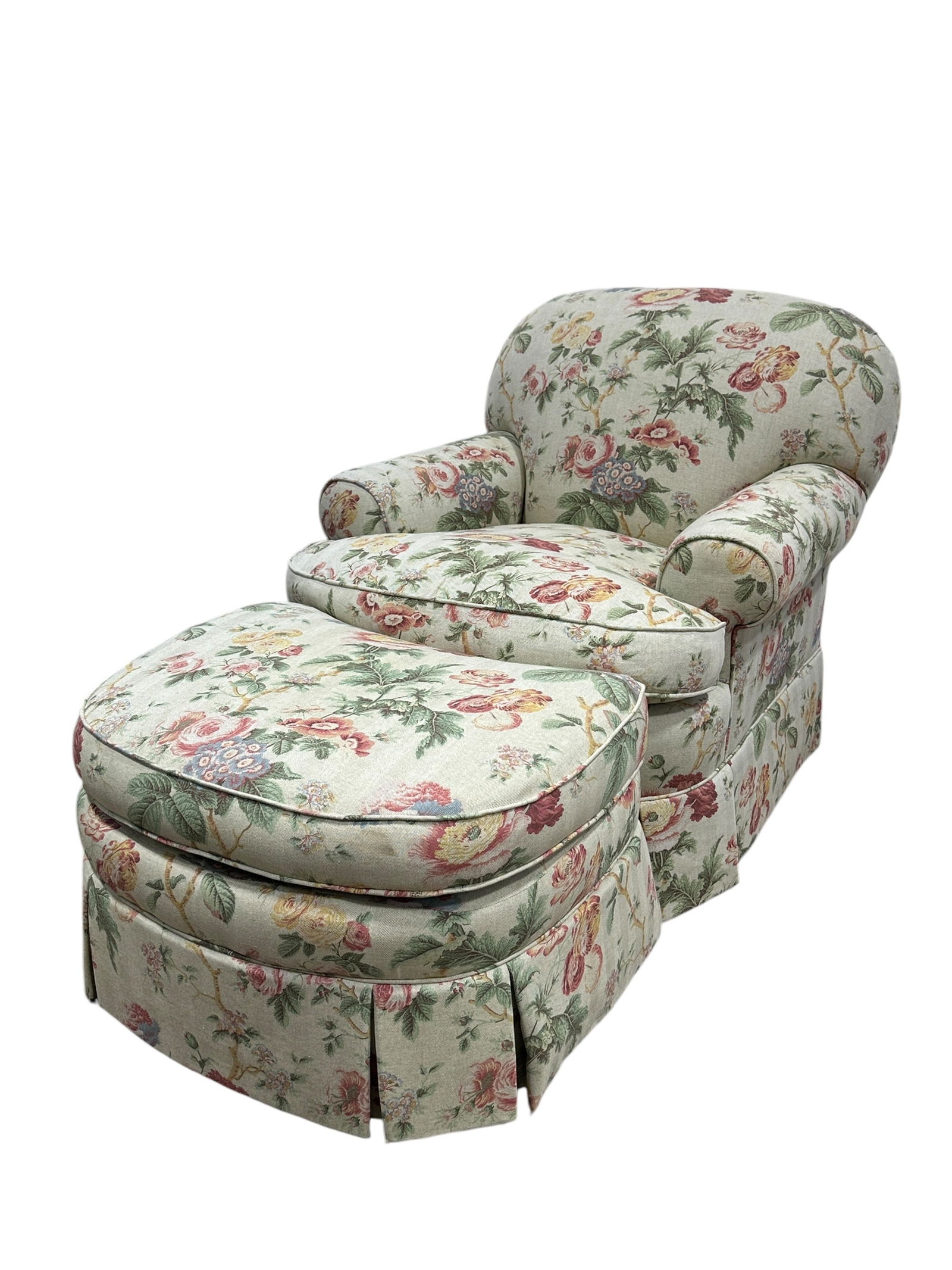 Large Upholstery Wingback Chair w/ Ottoman (1 of 11)