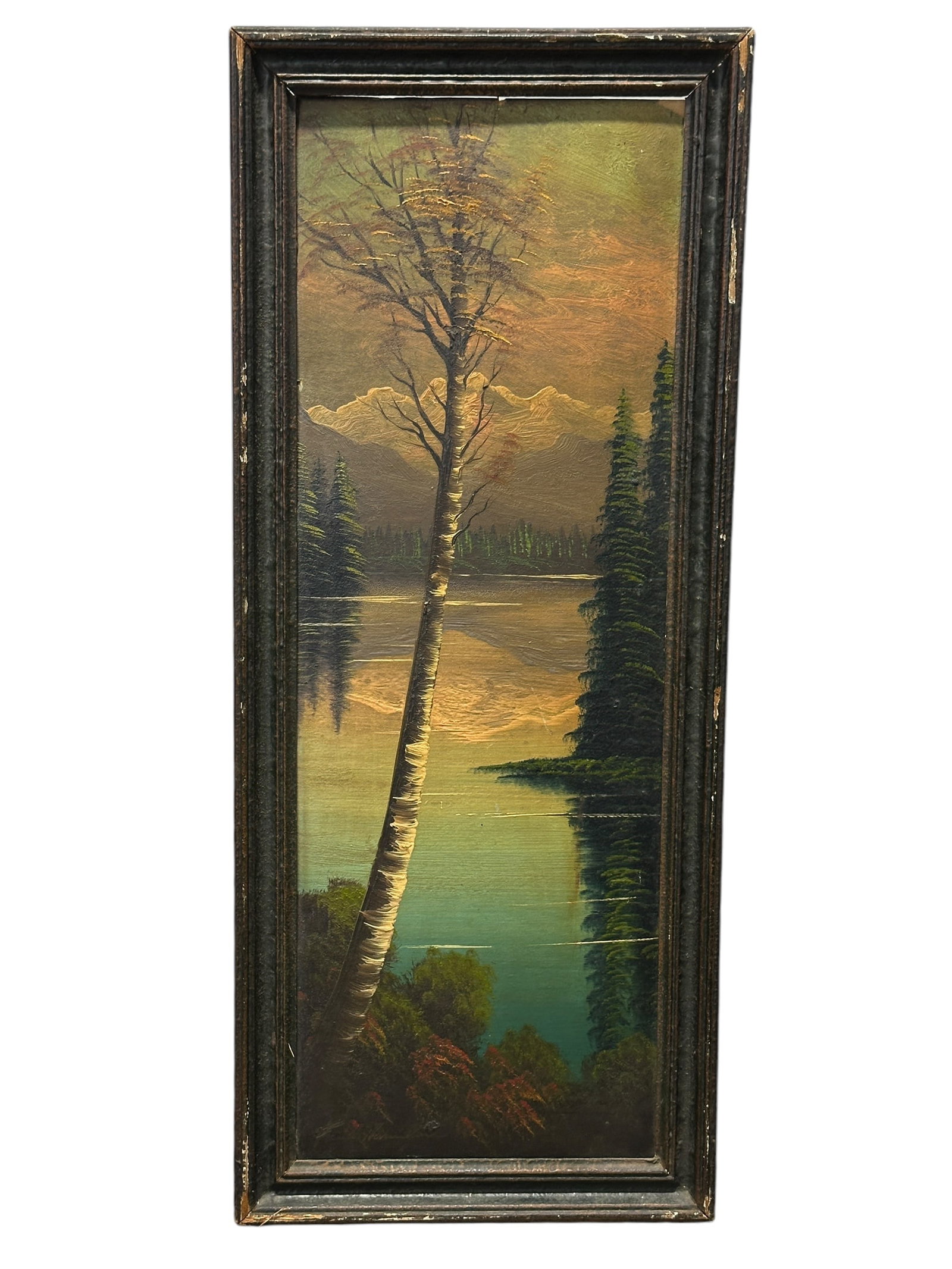 Signed Antique Frank Hamilton Oil on Board Landscape Painting (1 of 12)