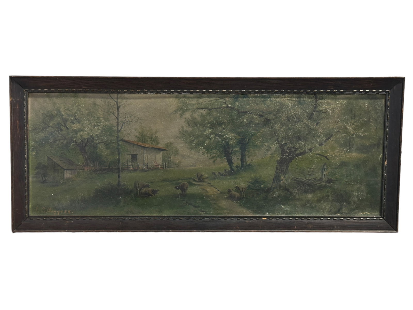 Signed Antique Oil on Board Cattle & Farm Scene Painting (1 of 10)