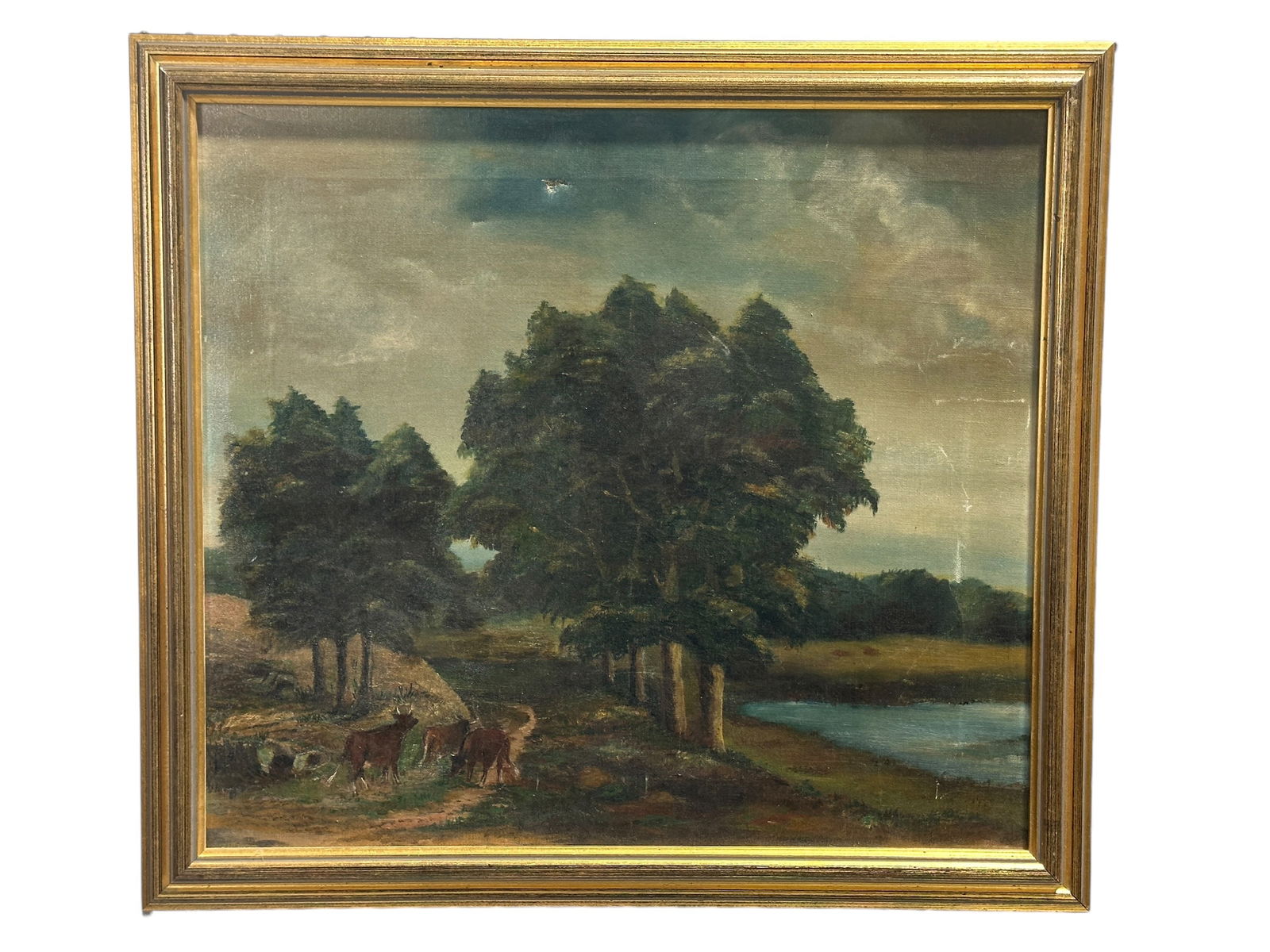 Early Oil on Canvas Cattle in the Wild Painting (1 of 7)