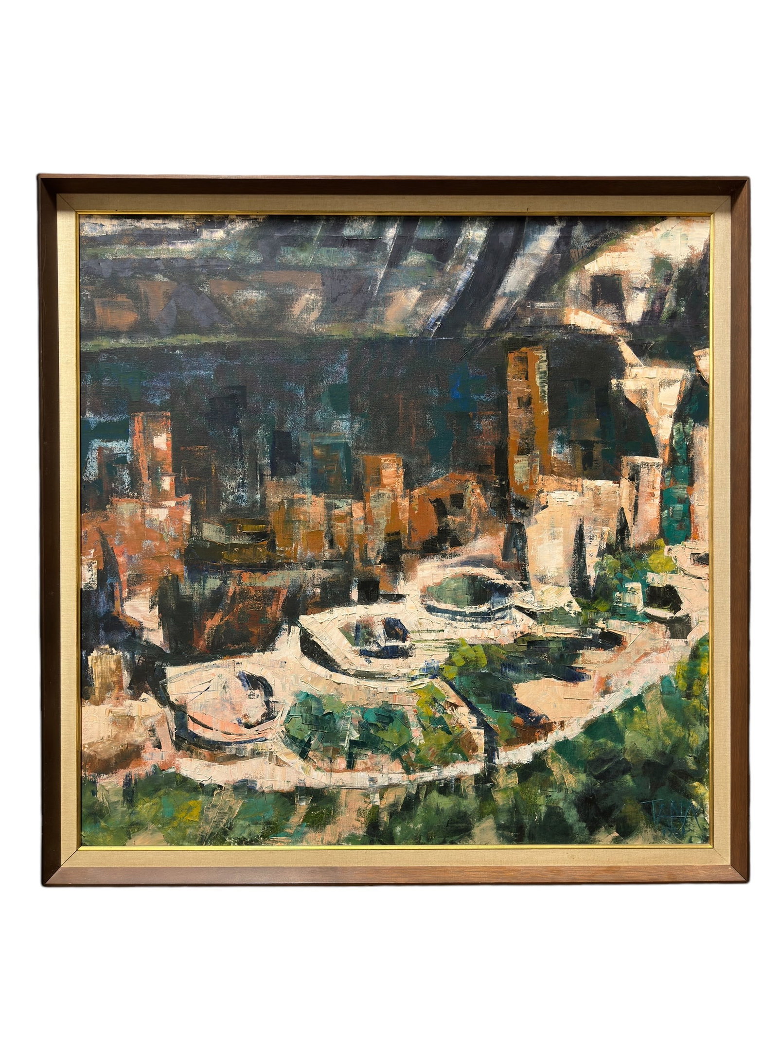 Signed Tana 1961 Oil on Canvas Abstract Painting (1 of 4)