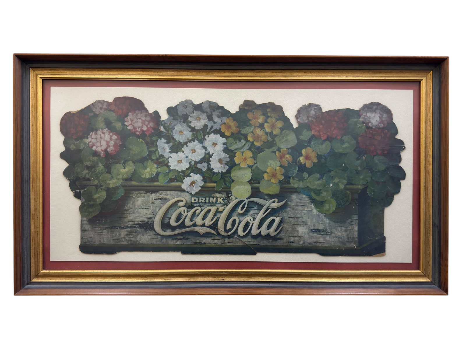 1922 Coca-Cola Fountain Festoon Advertisement Sign: 1922 Coca-Cola Fountain Festoon Advertisement Sign. Advertisement is on cardboard. Also, marked "A Fragment" on the back of frame. Advertisement measures 25" x 12". Frame measures 29" x 16".