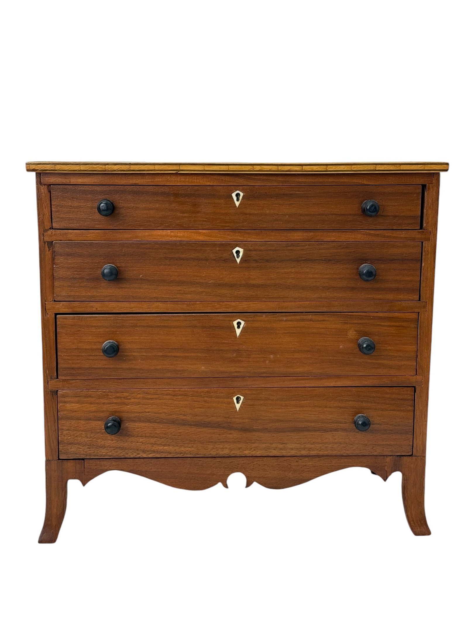Signed Fred Longhorn Miniature 4 Drawer Chest: Signed Fred Longhorn Miniature 4 Drawer Chest. Signed on the back. Measures 9.25" H x 9.75" W x 4.5" D.