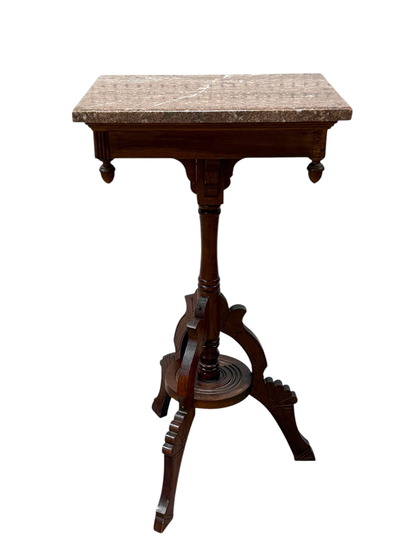 Victorian Marble Top Occasional Table: Victorian Marble Top Occasional Table. Measures 31" H x 16.25" W x 12.25" D.