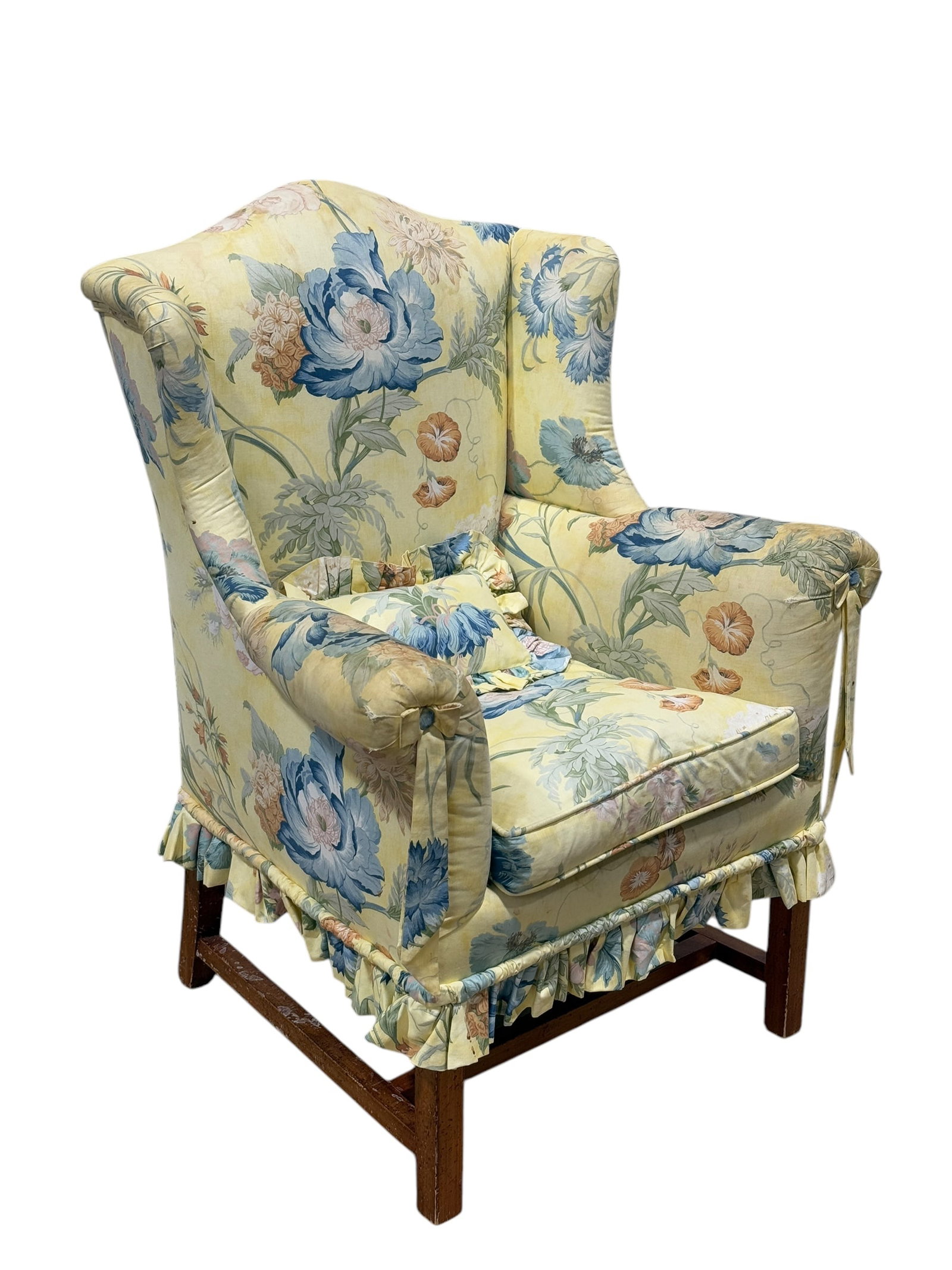 Child's Wingback Upholstery Arm Chair: Child's Wingback Upholstery Arm Chair. Measures 30" H x 20.5" W x 19" D. Seat height measures 15" H.