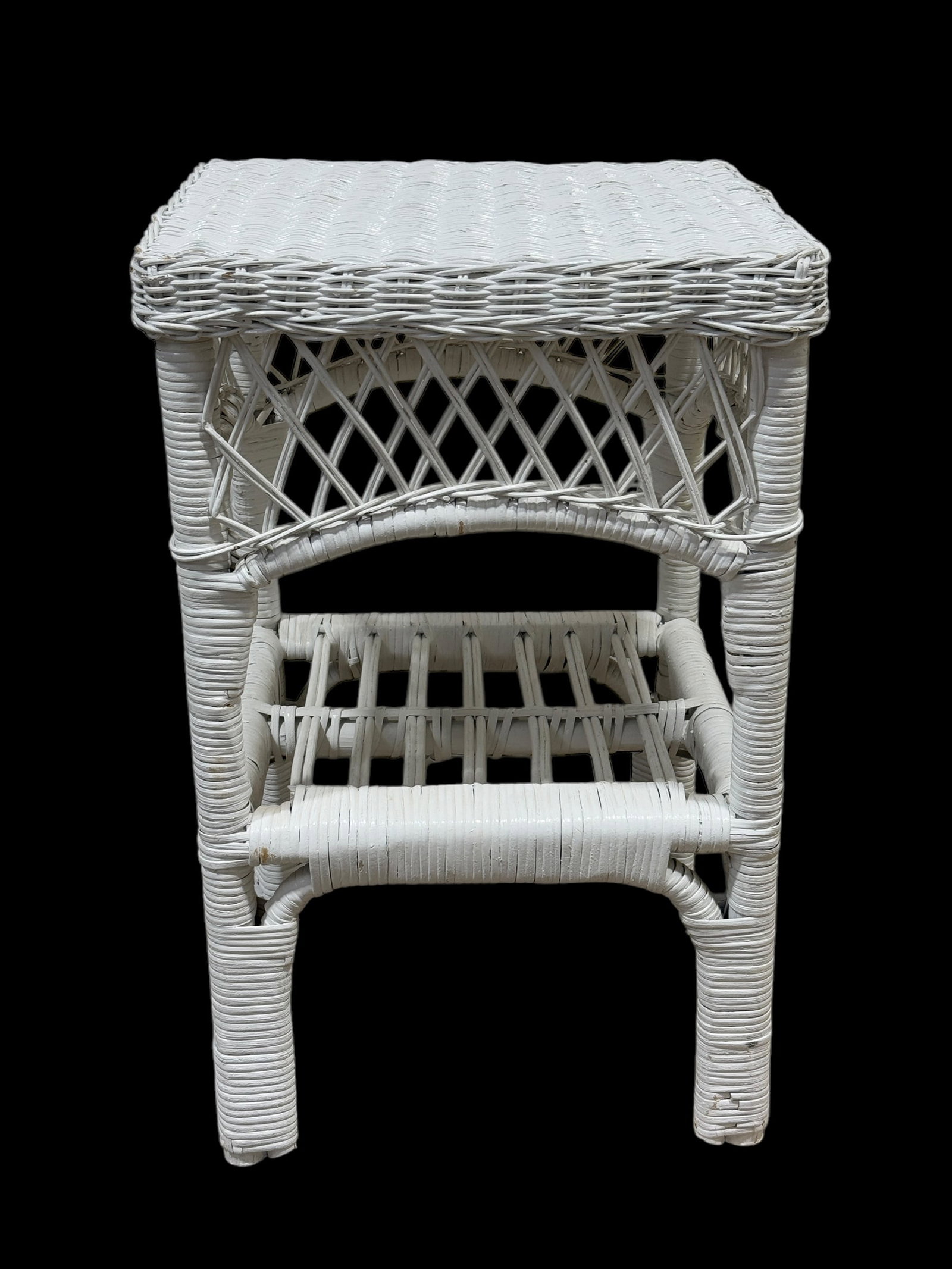 Wicker Side Table: Wicker Side Table. Measures 21.5" H x 14" W x 14" D.