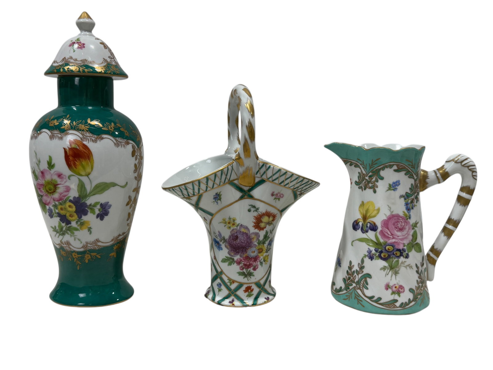 Group of 3 Elios Hand Painted Pieces: Group of 3 Elios Hand Painted Pieces. Each piece measures 12.25" H, 6.75" H & 9.5" H.
