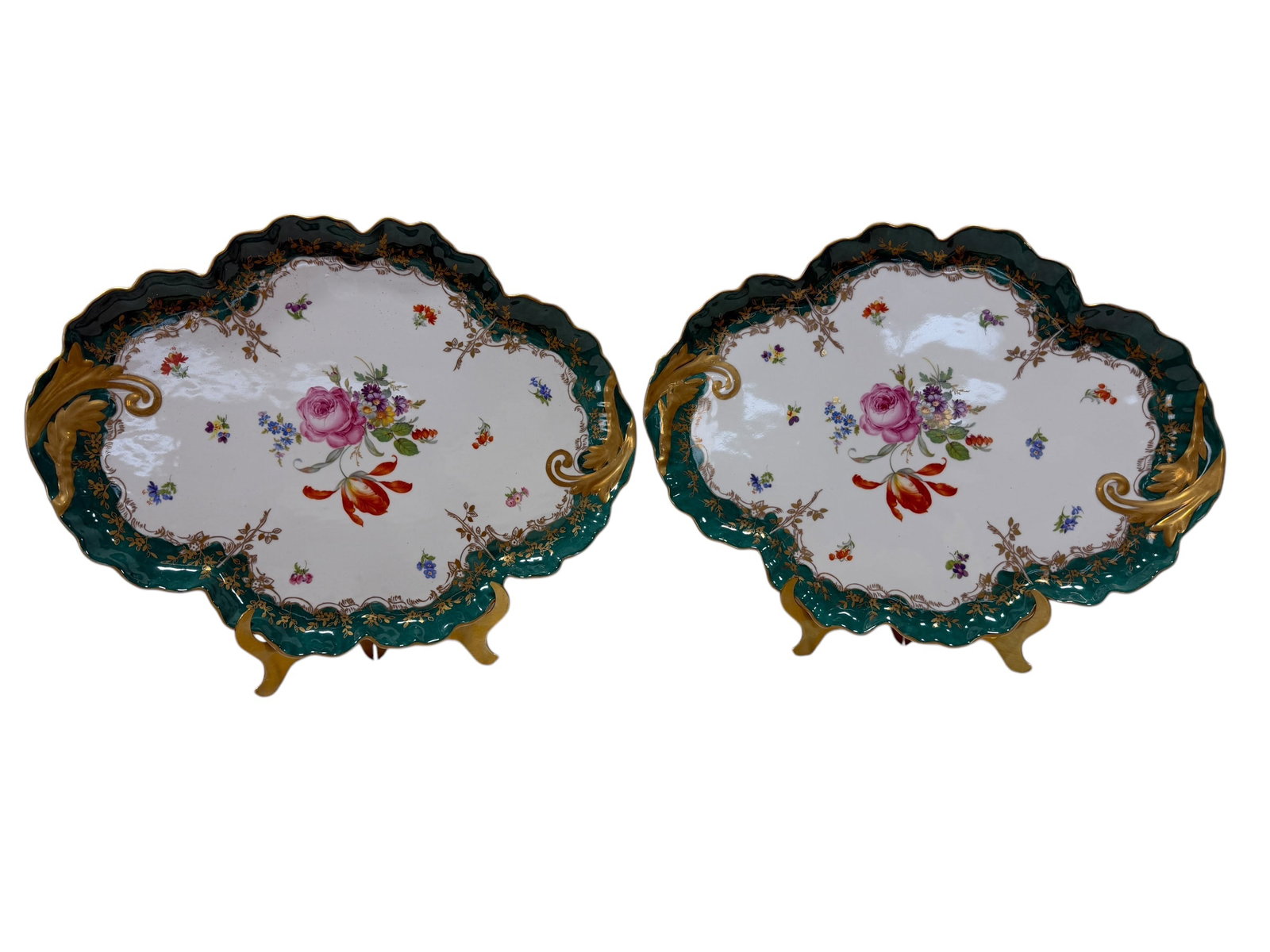 Pair of Elios Hand Painted Serving Dishes: Pair of Elios Hand Painted Serving Dishes. Measures 17.25" x 13" each.