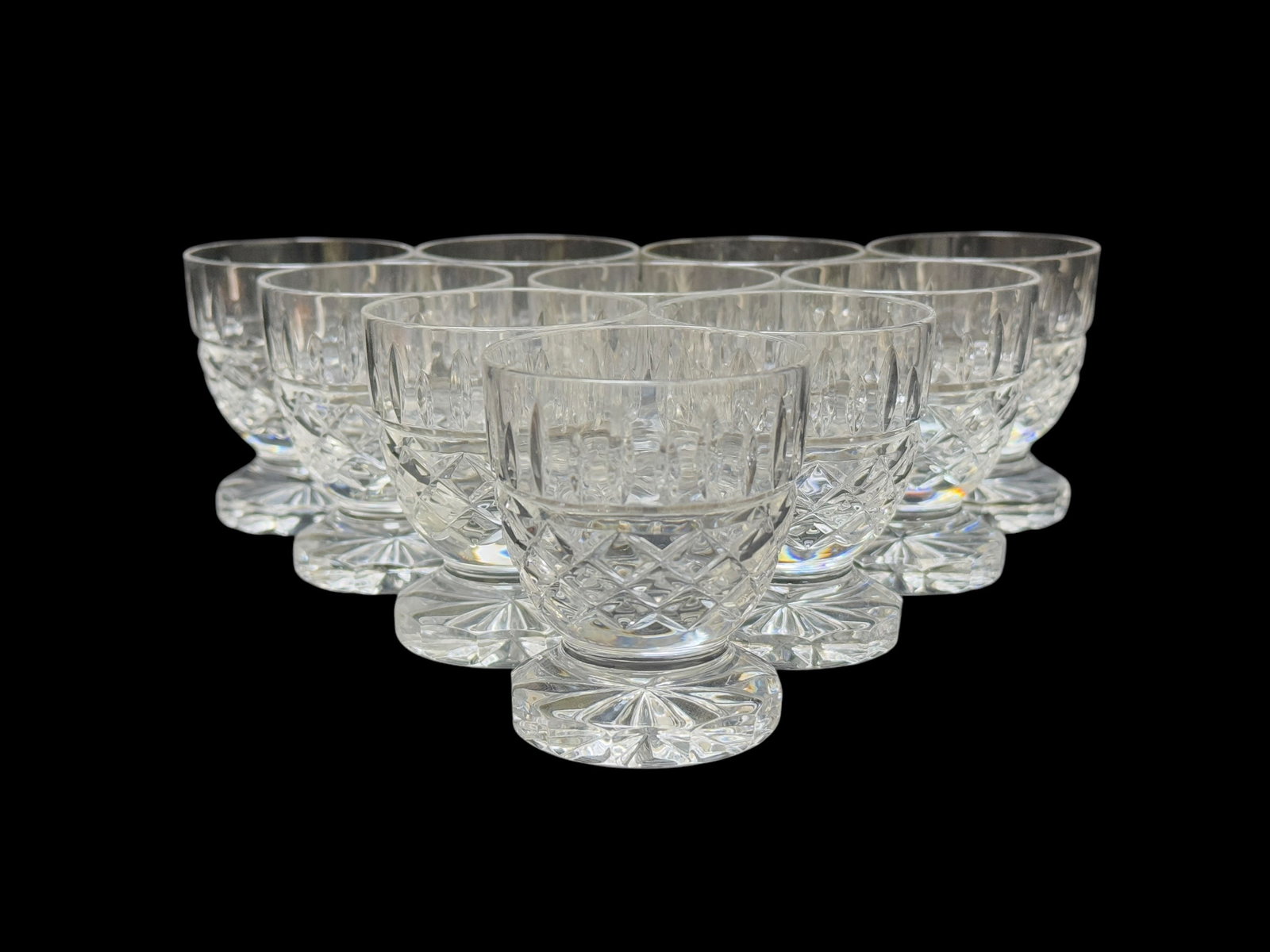 Set of 10 Crystal Glasses: Set of 10 Crystal Glasses. Measures 2.75" Tall.