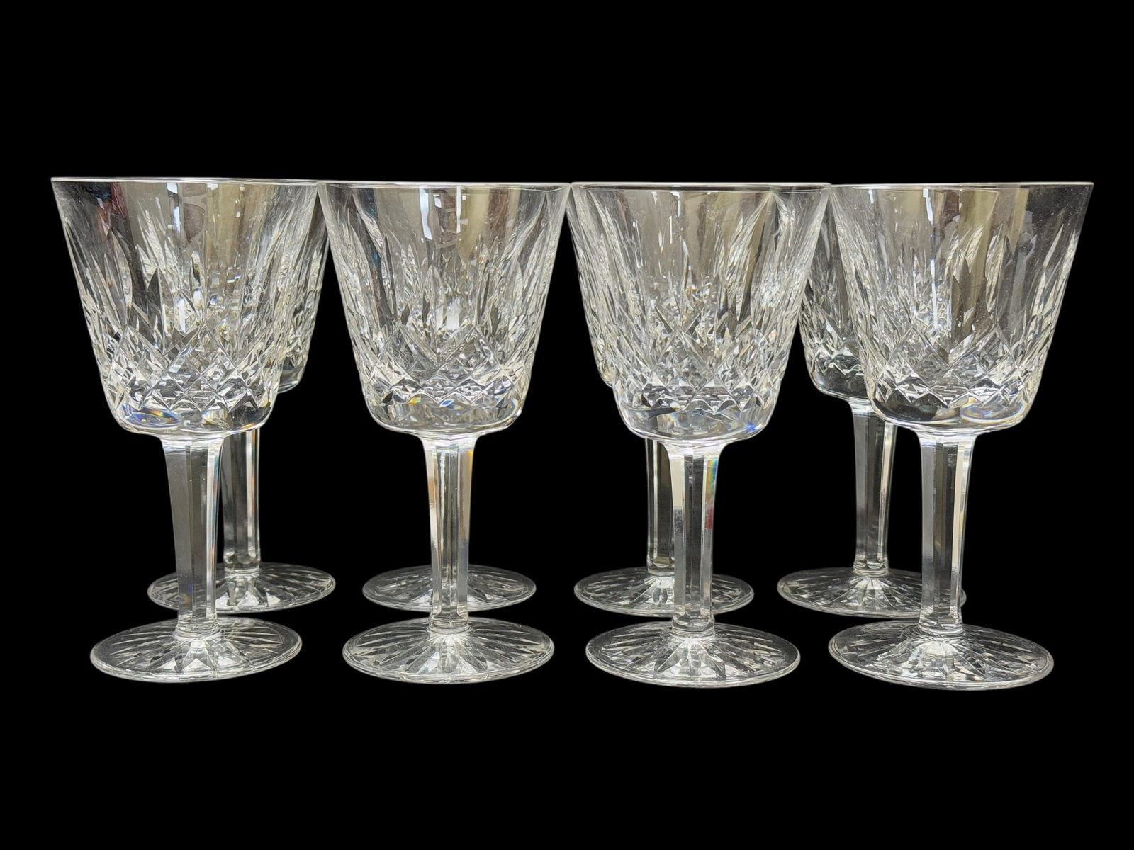 Set of 8 Waterford Crystal Lismore Goblets: Set of 8 Waterford Crystal Lismore Goblets. Measures 5.5" Tall.
